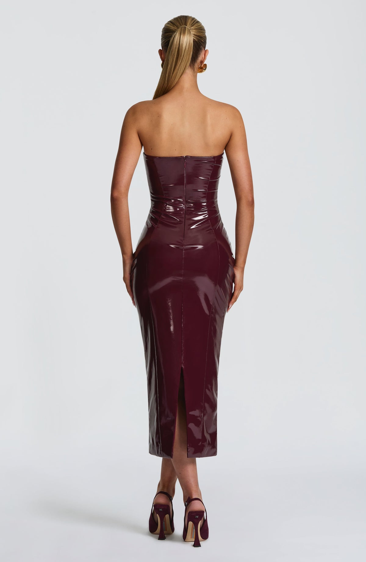 Flourenne Amelie Midi Dress in Cherry Lacquer
