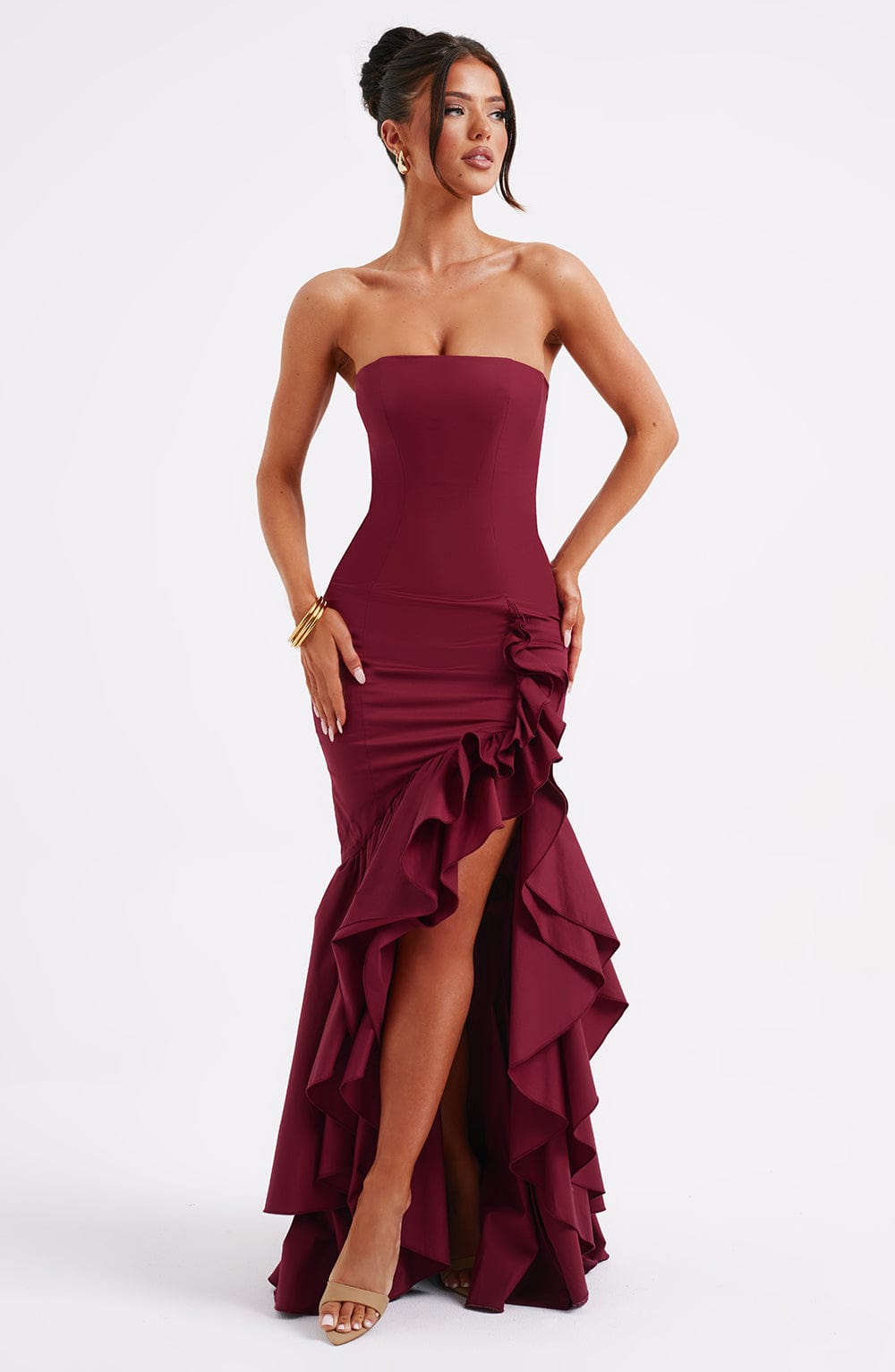 Flourenne Angelique Maxi Dress in Burgundy