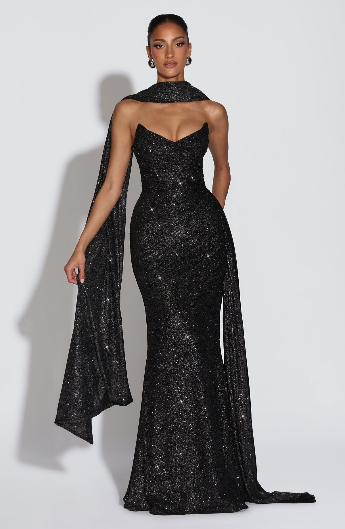 Flourenne Ashira Maxi Dress in Black Sparkle