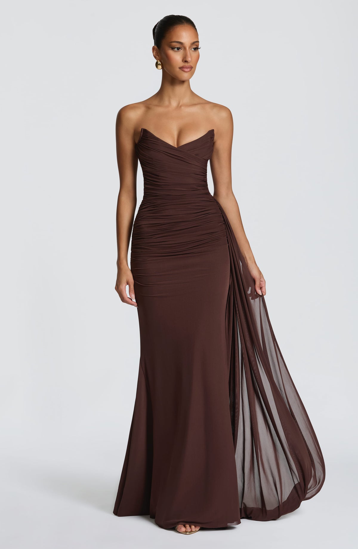 Flourenne Ashira Maxi Dress in Plum Brown