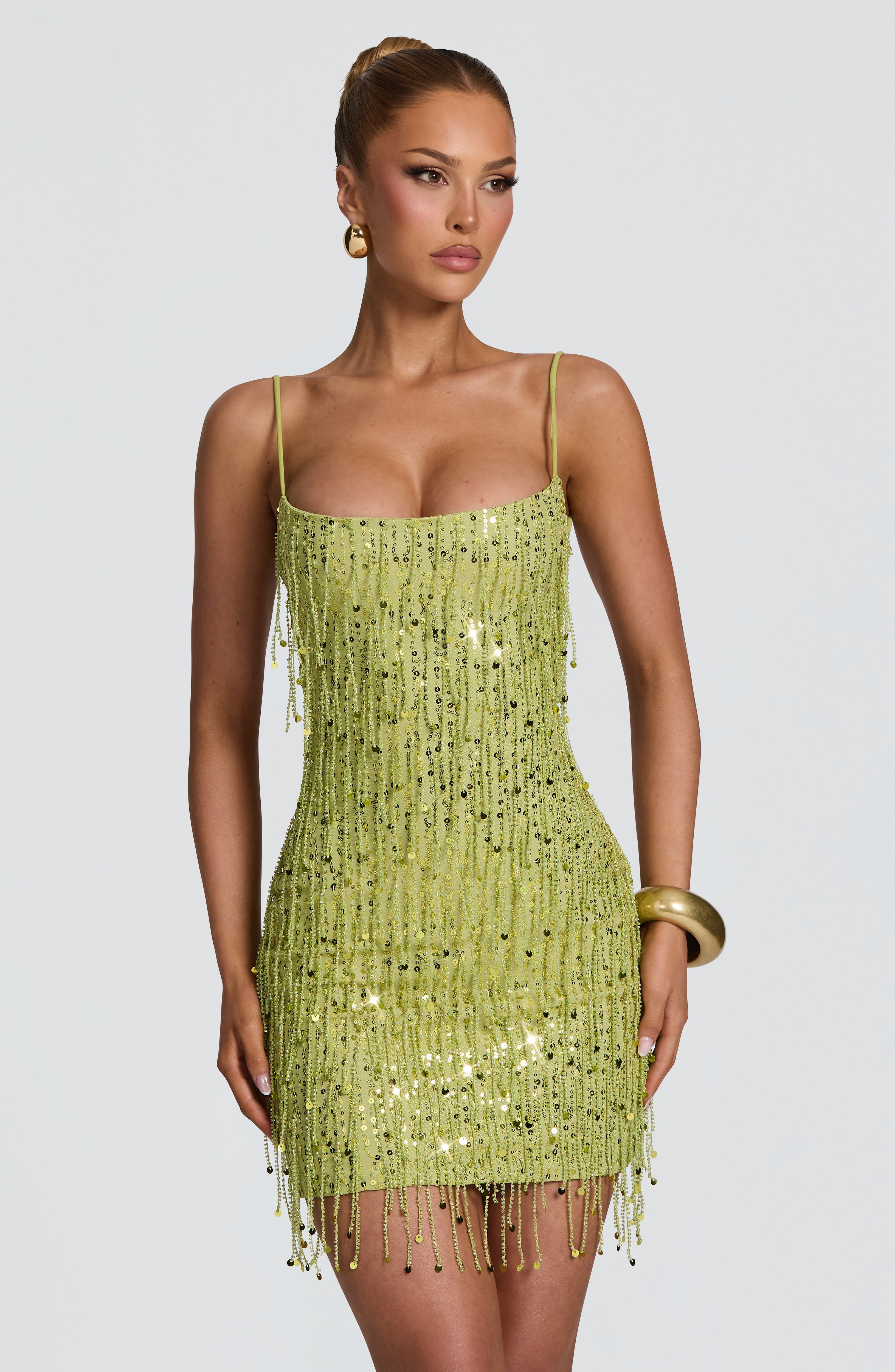 Flourenne Blaine Mini Dress in Olive
