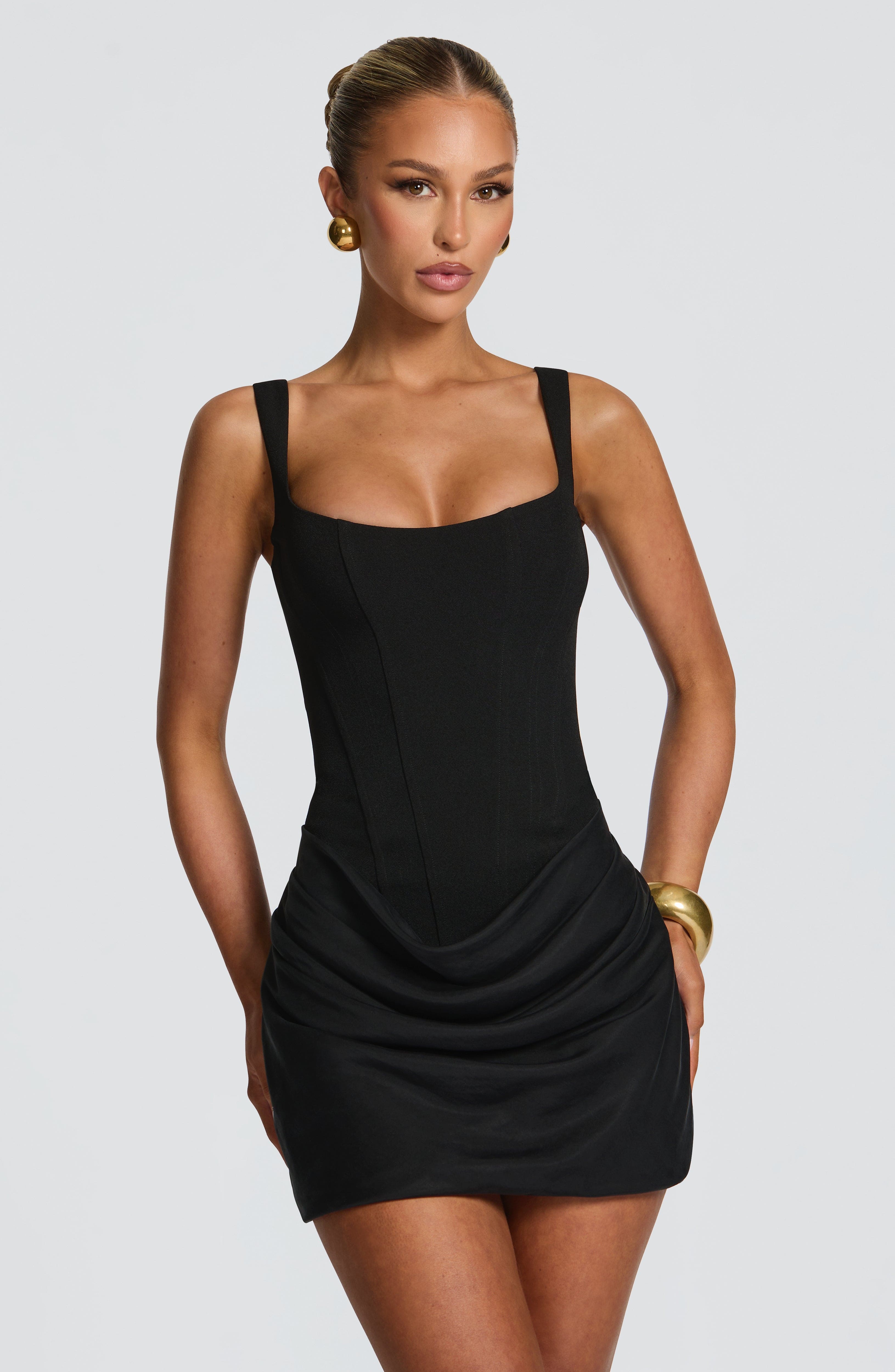 Flourenne Cornessa Mini Dress in Black