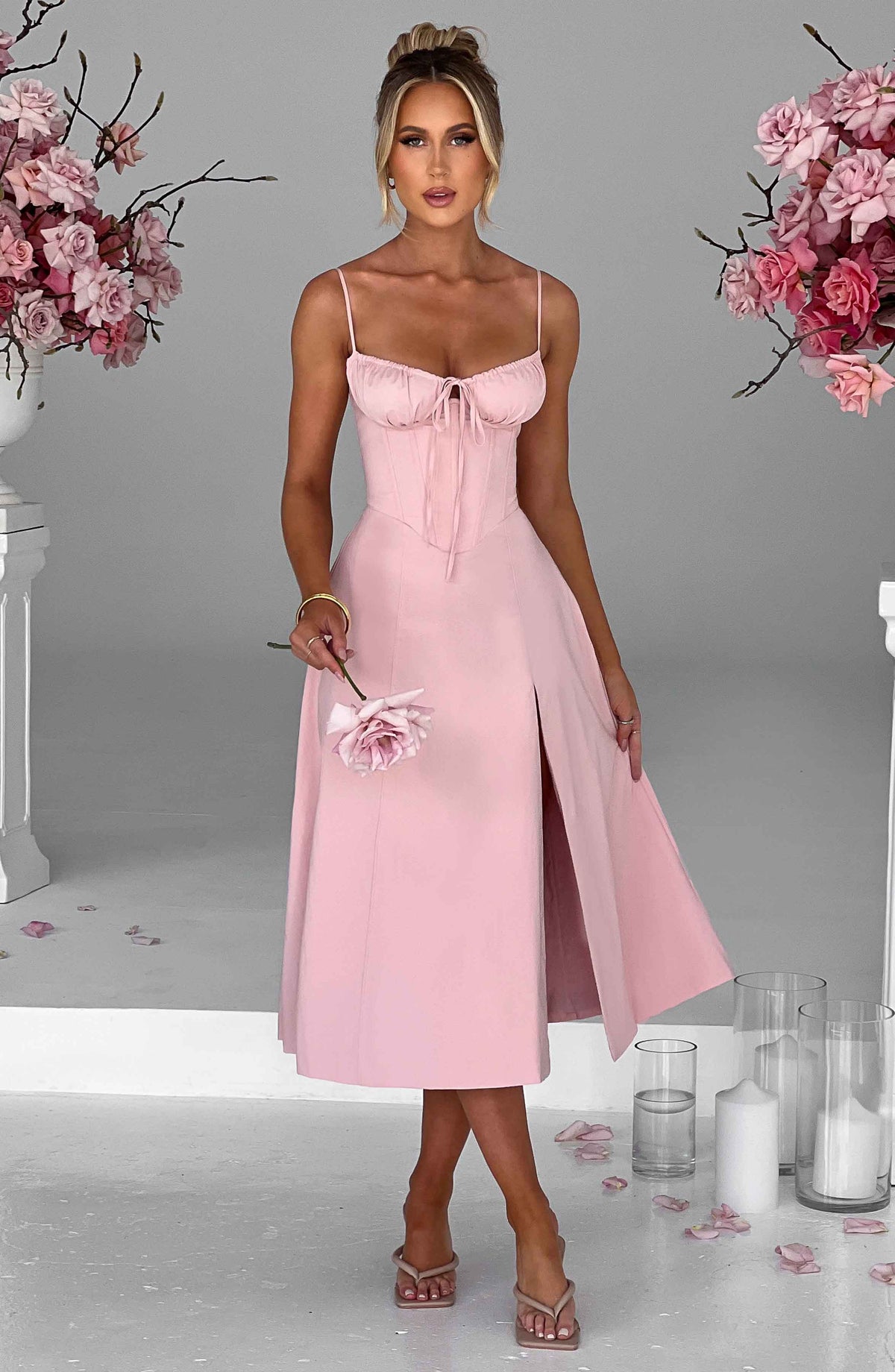 Flourenne Deandra Midi Dress in Blush