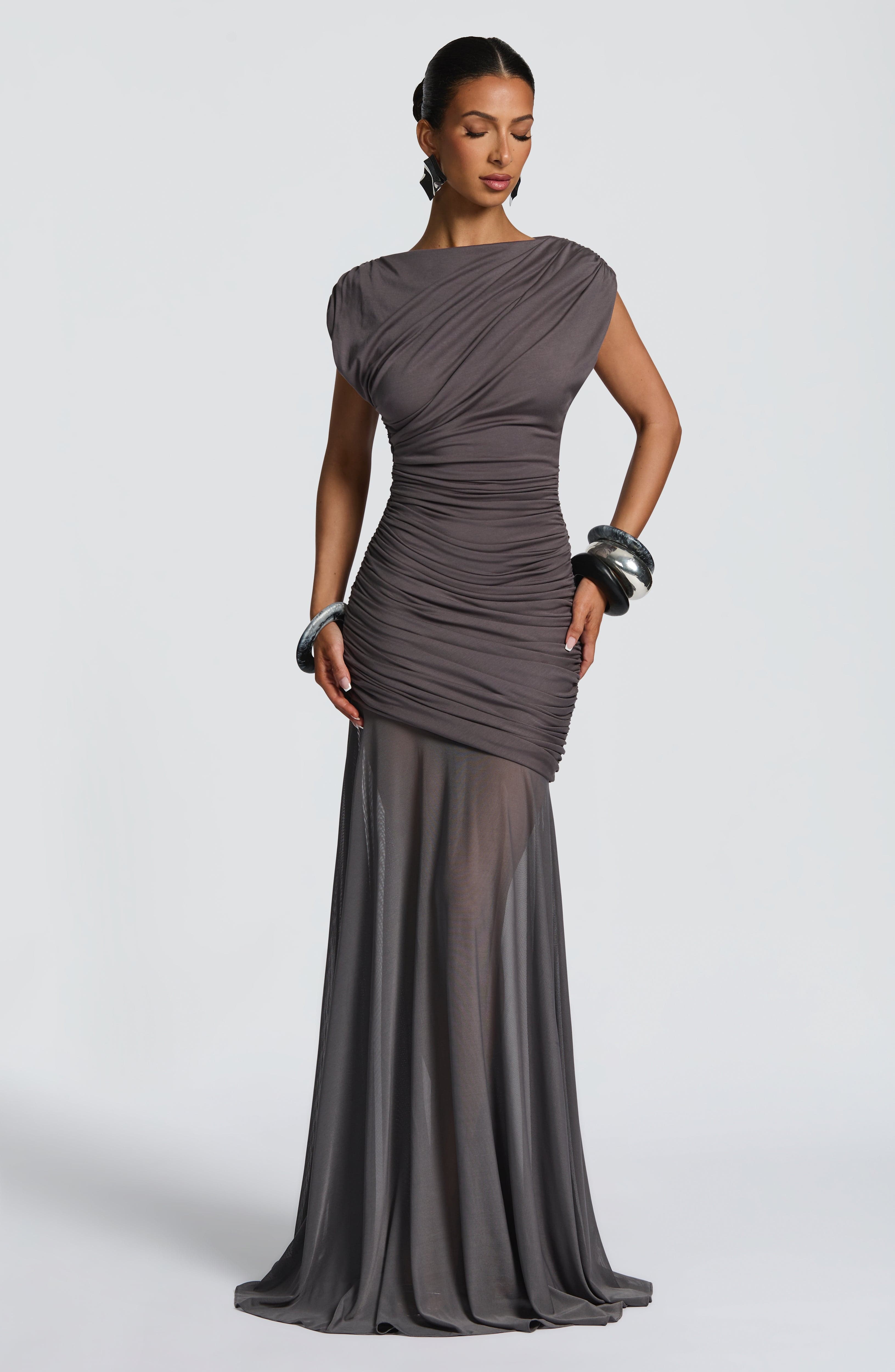 Flourenne Demelia Maxi Dress in Charcoal