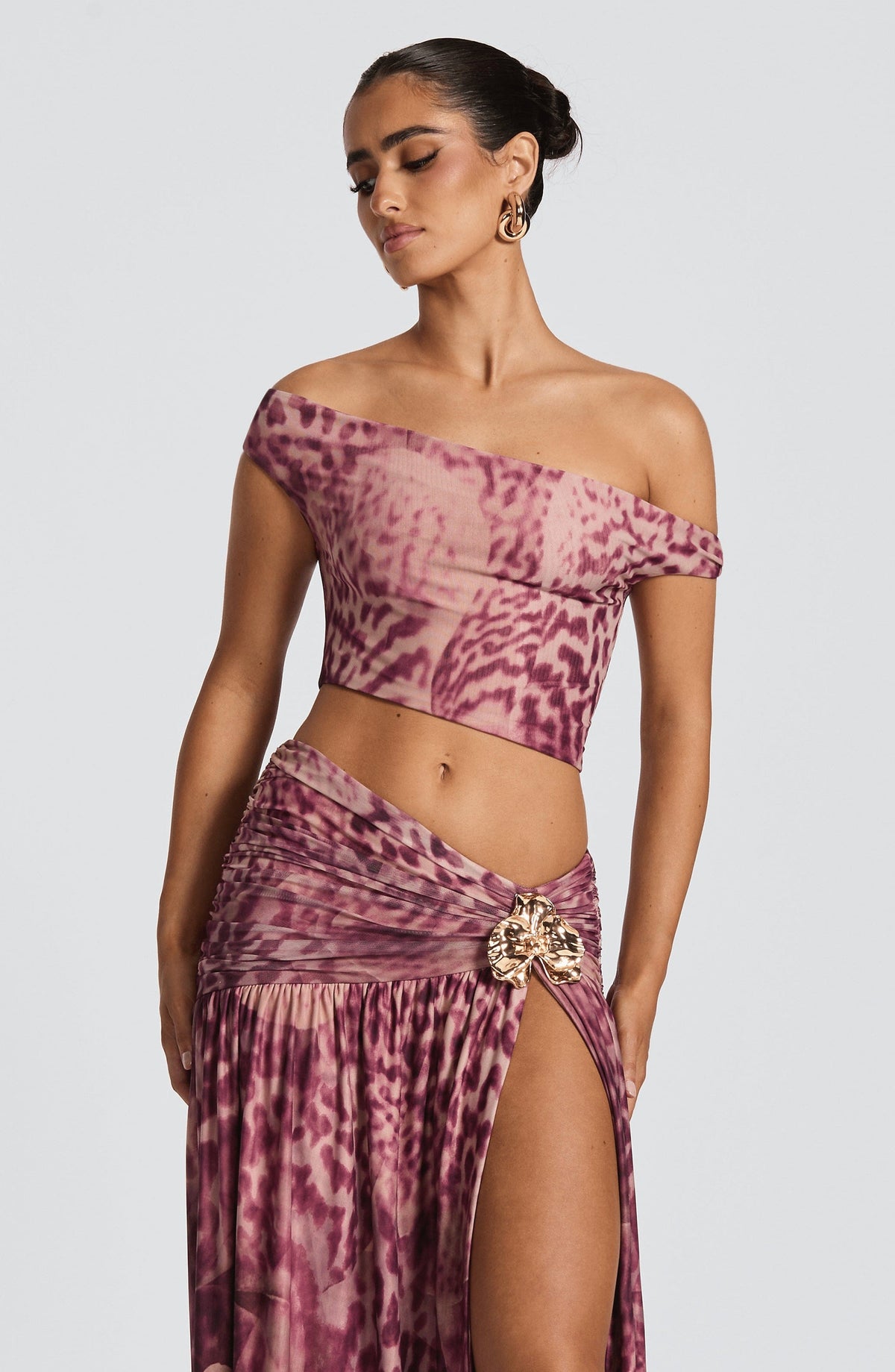 Flourenne Evana Top in Magenta Orchid Print