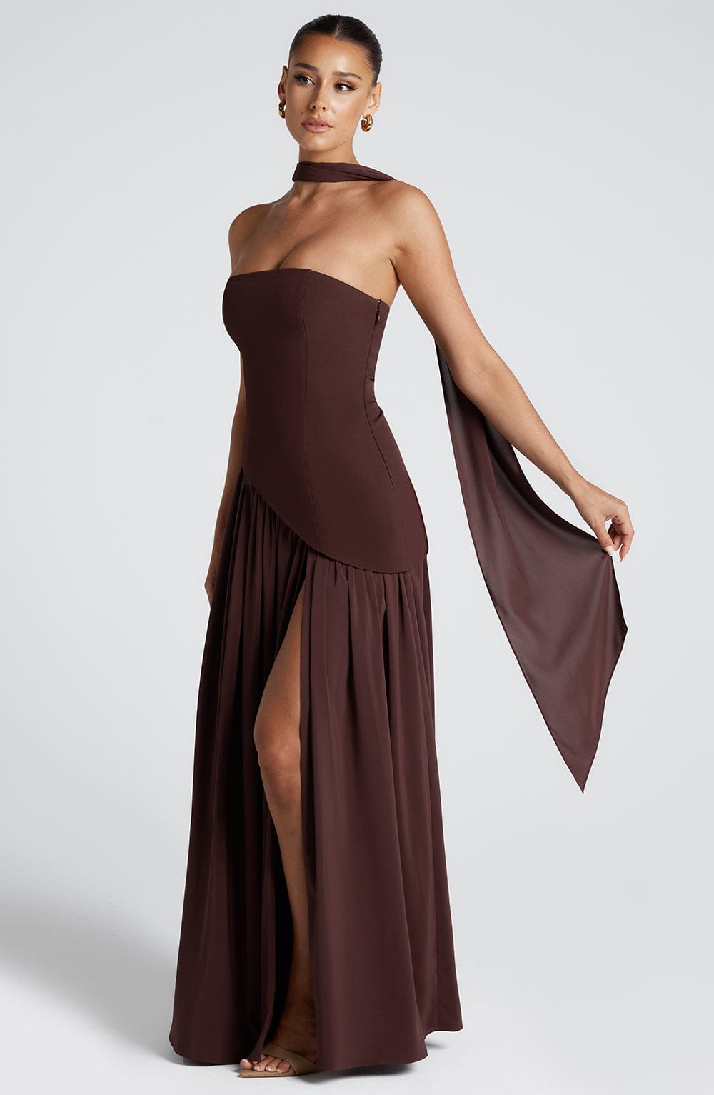 Flourenne Maliyana Maxi Dress in Plum Brown