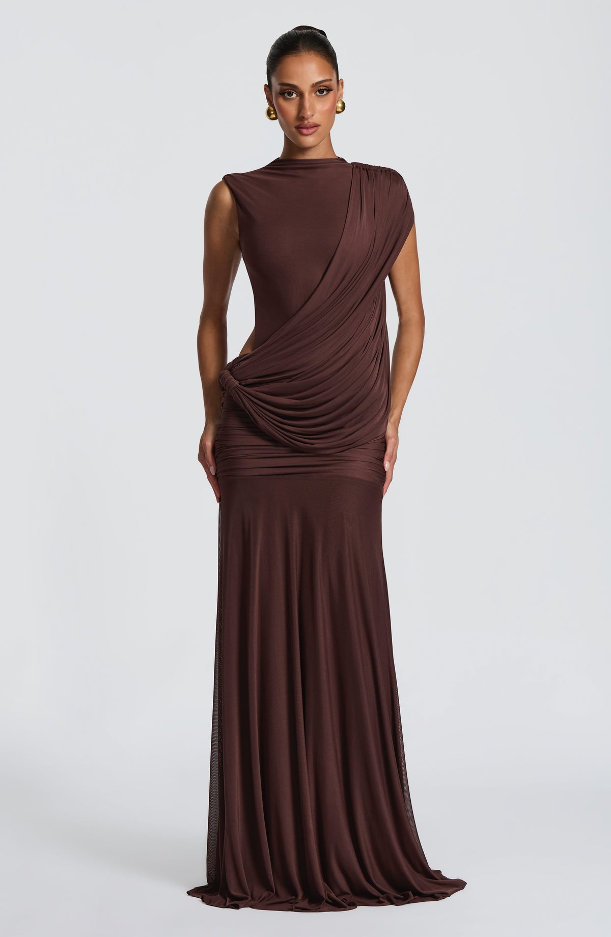 Flourenne Mireille Maxi Dress in Plum Brown