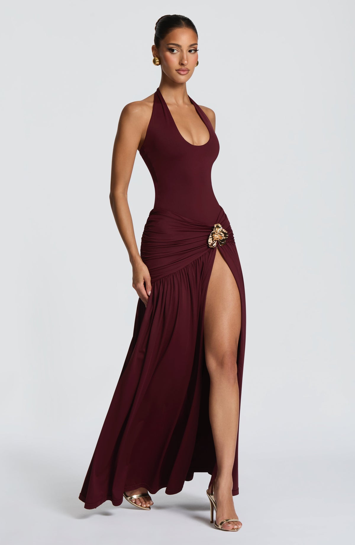 Flourenne Sairina Maxi Skirt in Cherry Lacquer