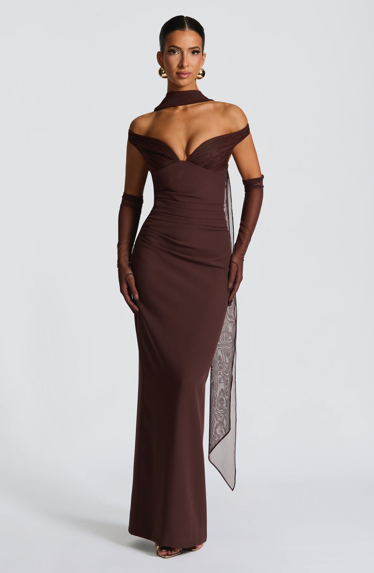 Fioreclo Abigael Maxi Dress in Plum Brown