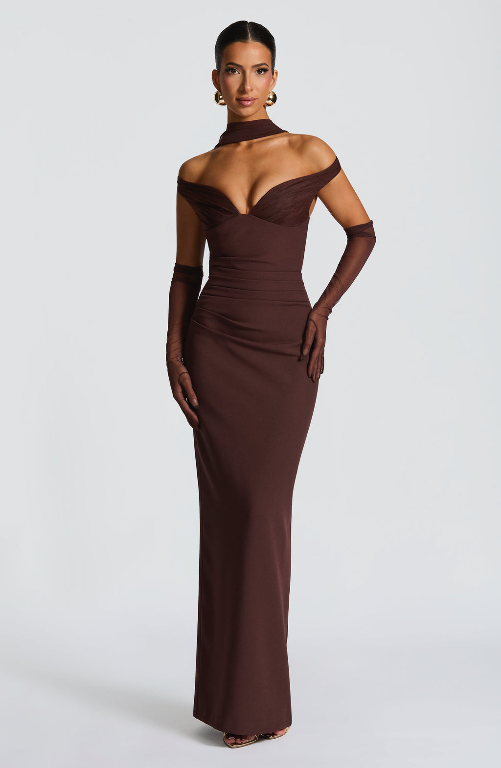 Fioreclo Abigael Maxi Dress in Plum Brown