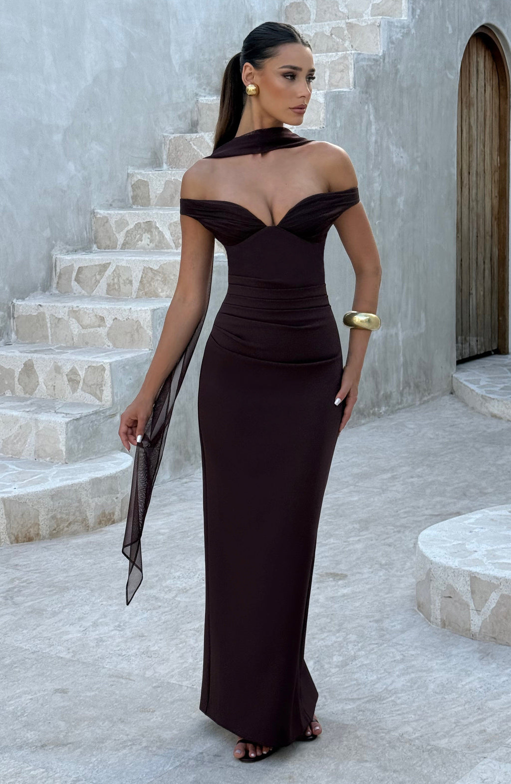 Fioreclo Abigael Maxi Dress in Plum Brown