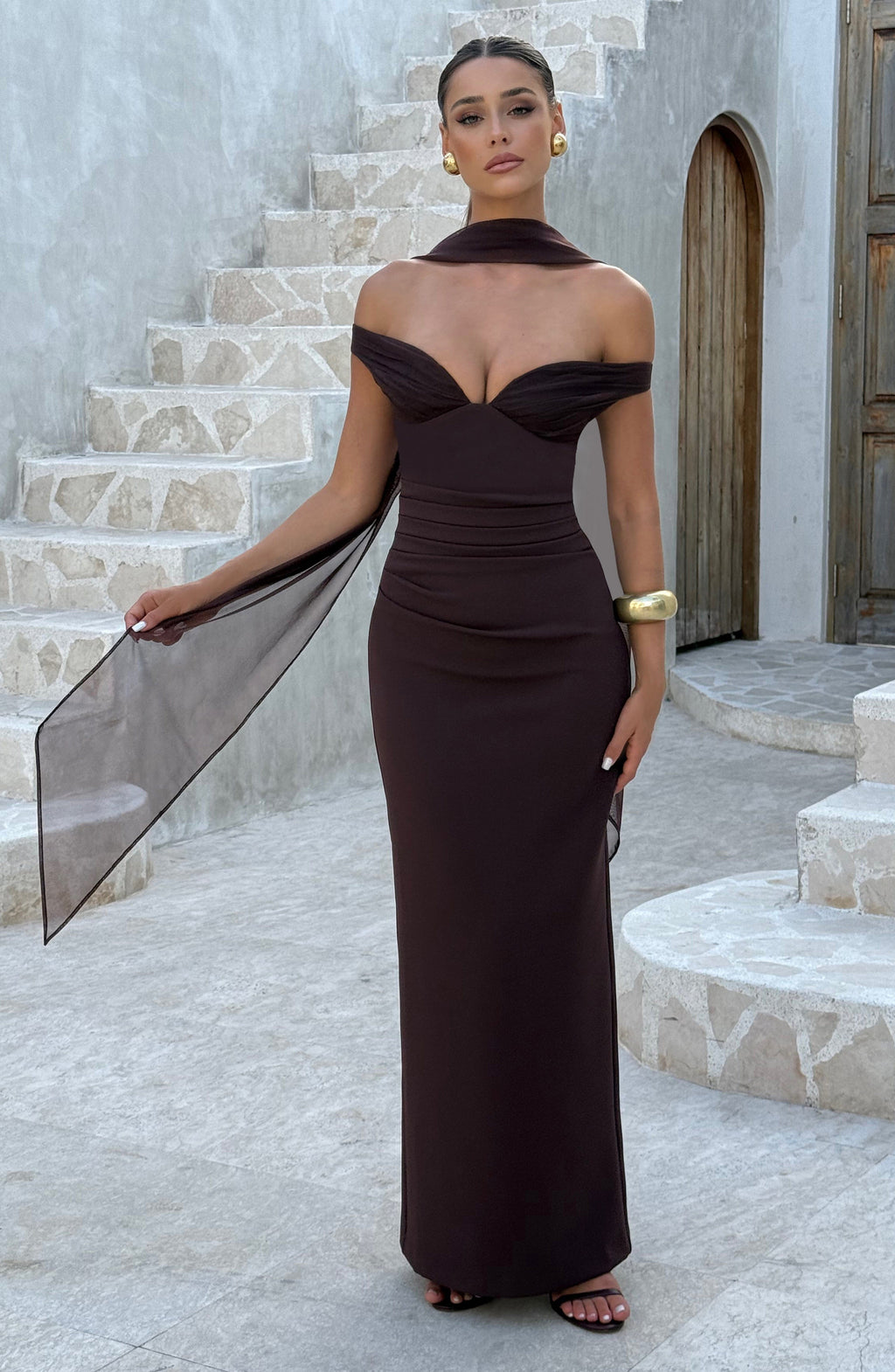Fioreclo Abigael Maxi Dress in Plum Brown