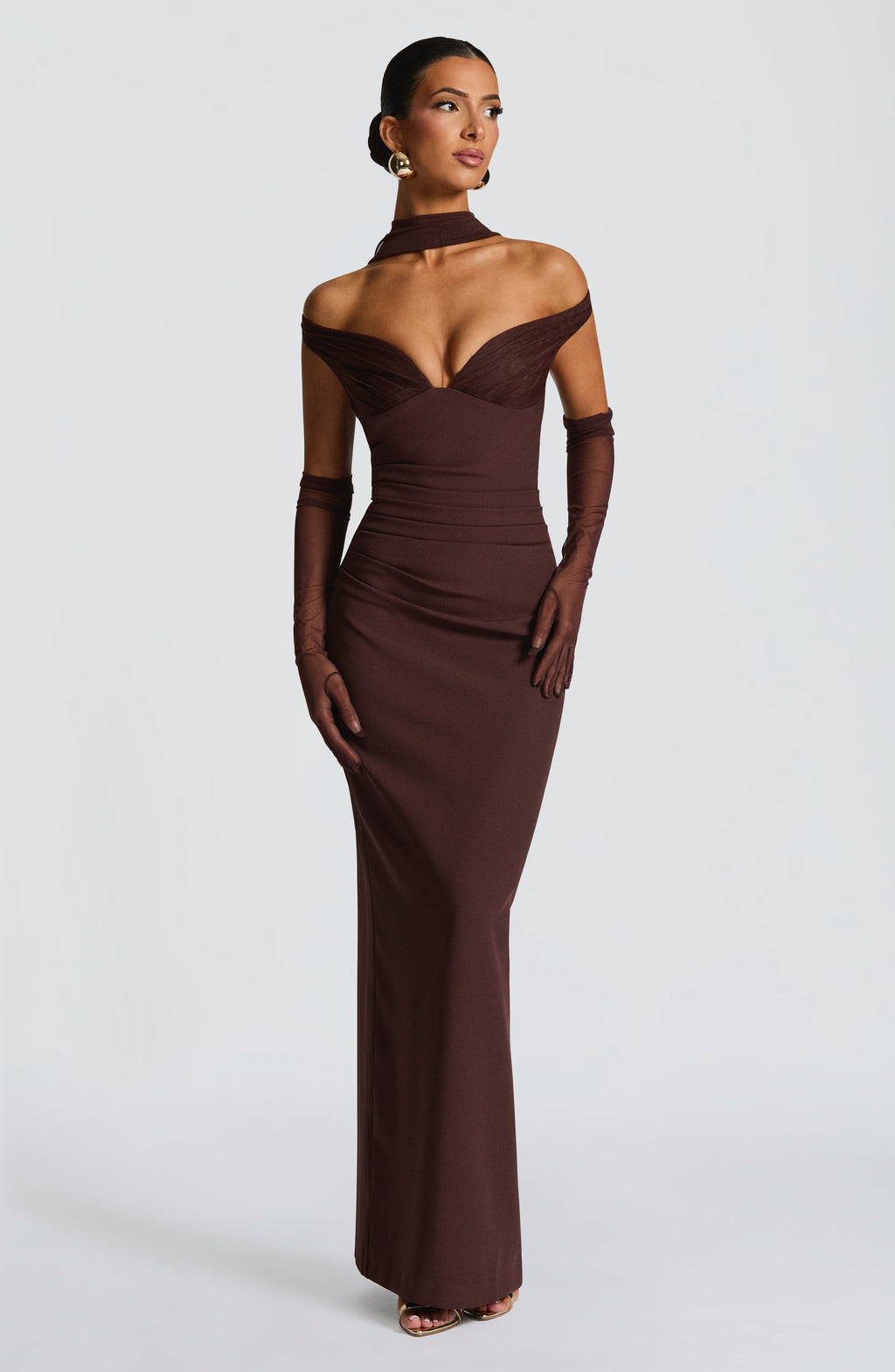 Fioreclo Abigael Maxi Dress in Plum Brown