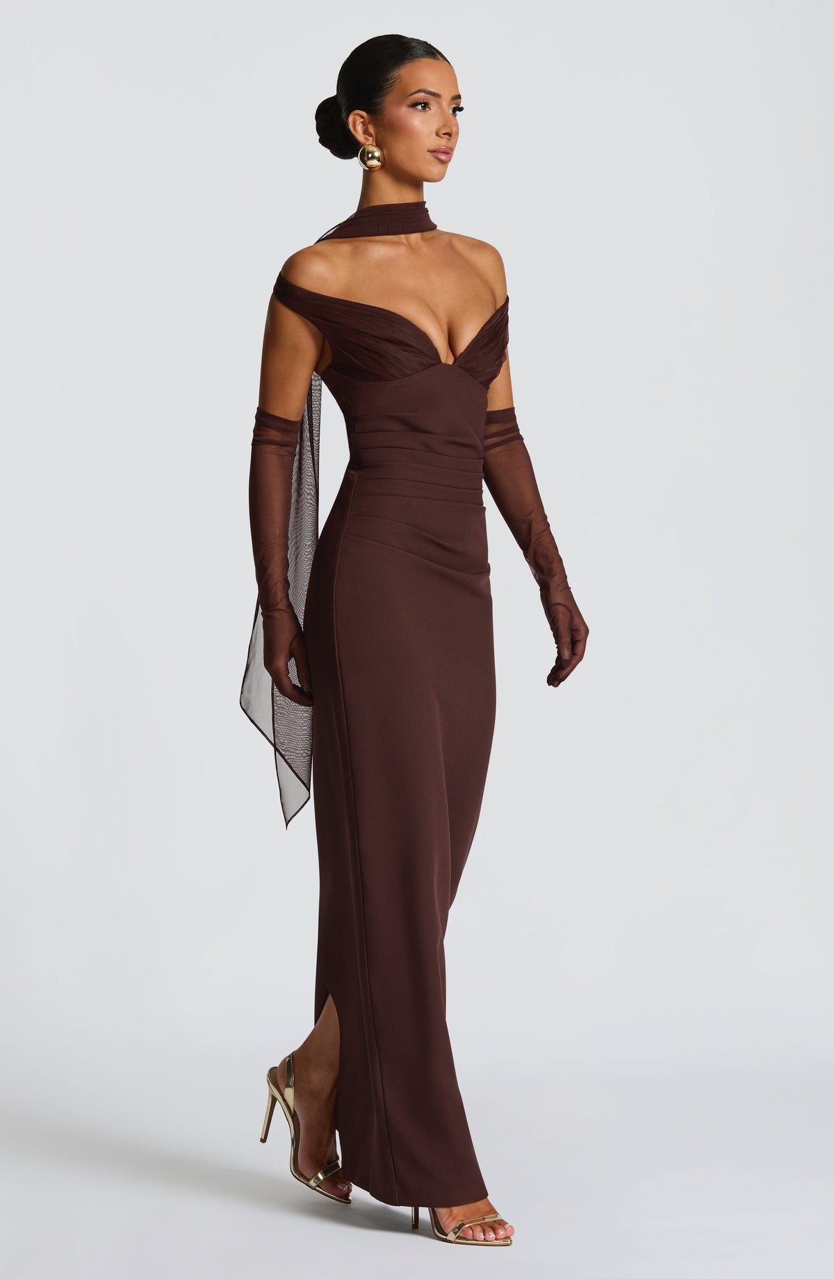 Fioreclo Abigael Maxi Dress in Plum Brown
