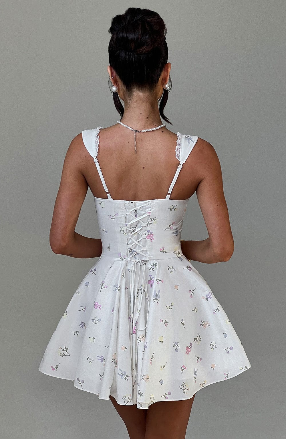 Fioreclo Adalene Mini Dress in Multi Floral Print