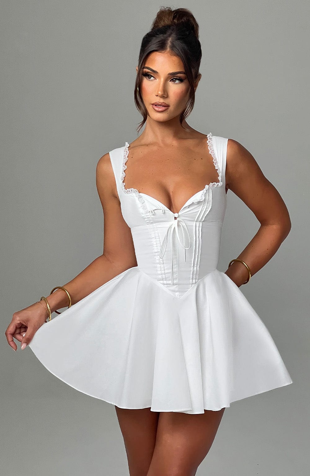 Fioreclo Adalene Mini Dress in Ivory