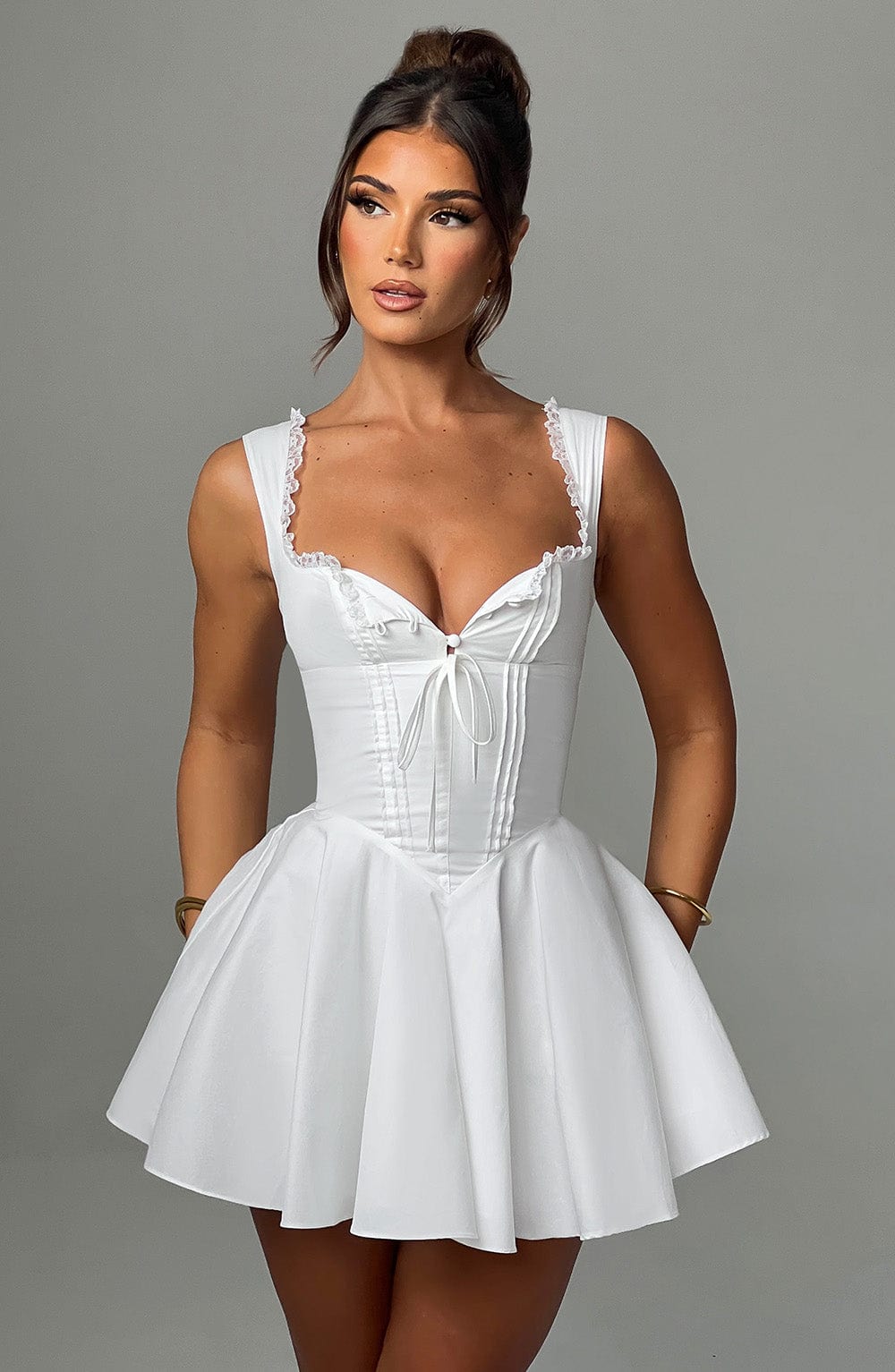 Fioreclo Adalene Mini Dress in Ivory