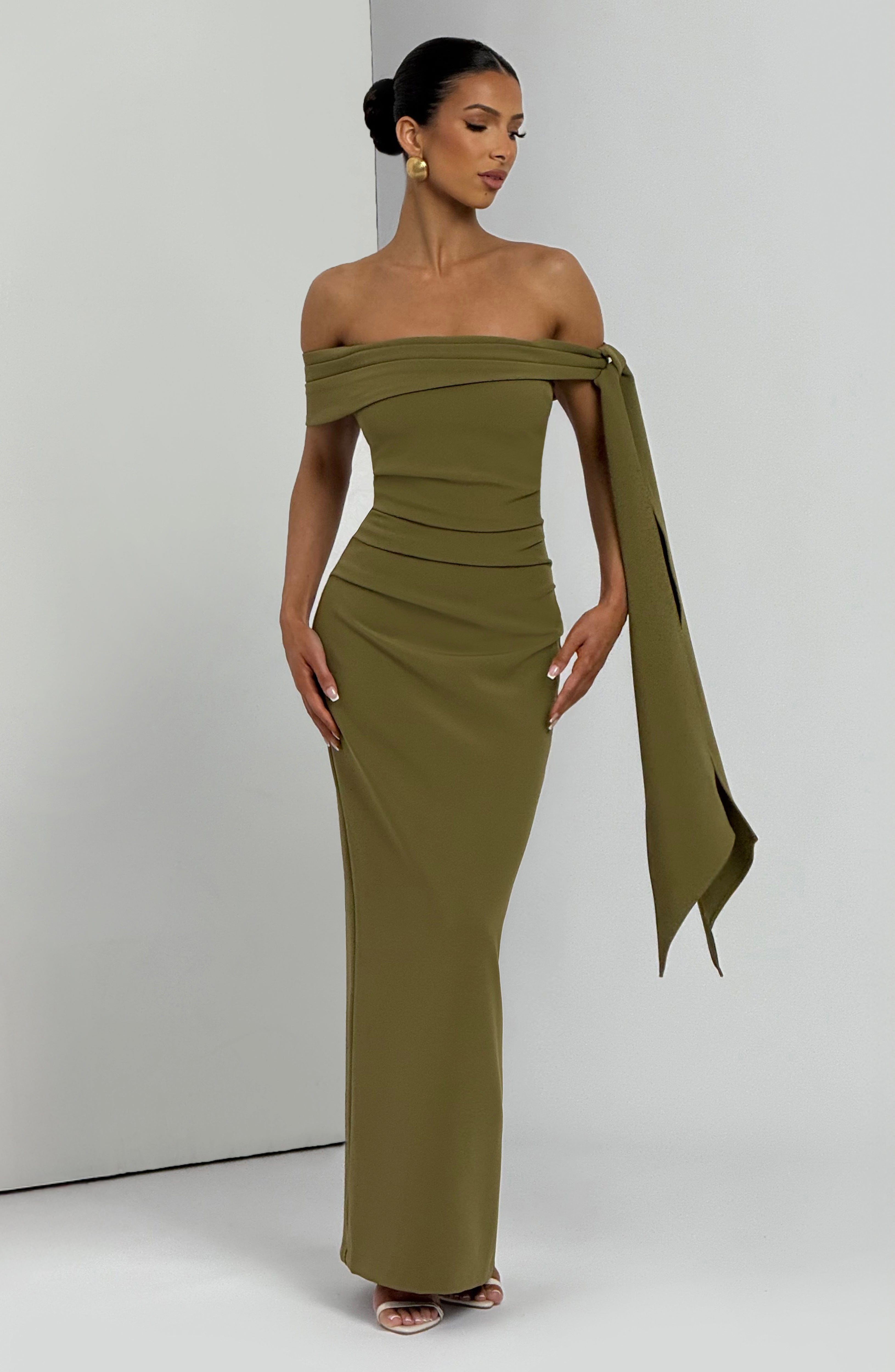 Fioreclo Addyson Maxi Dress in Deep Olive