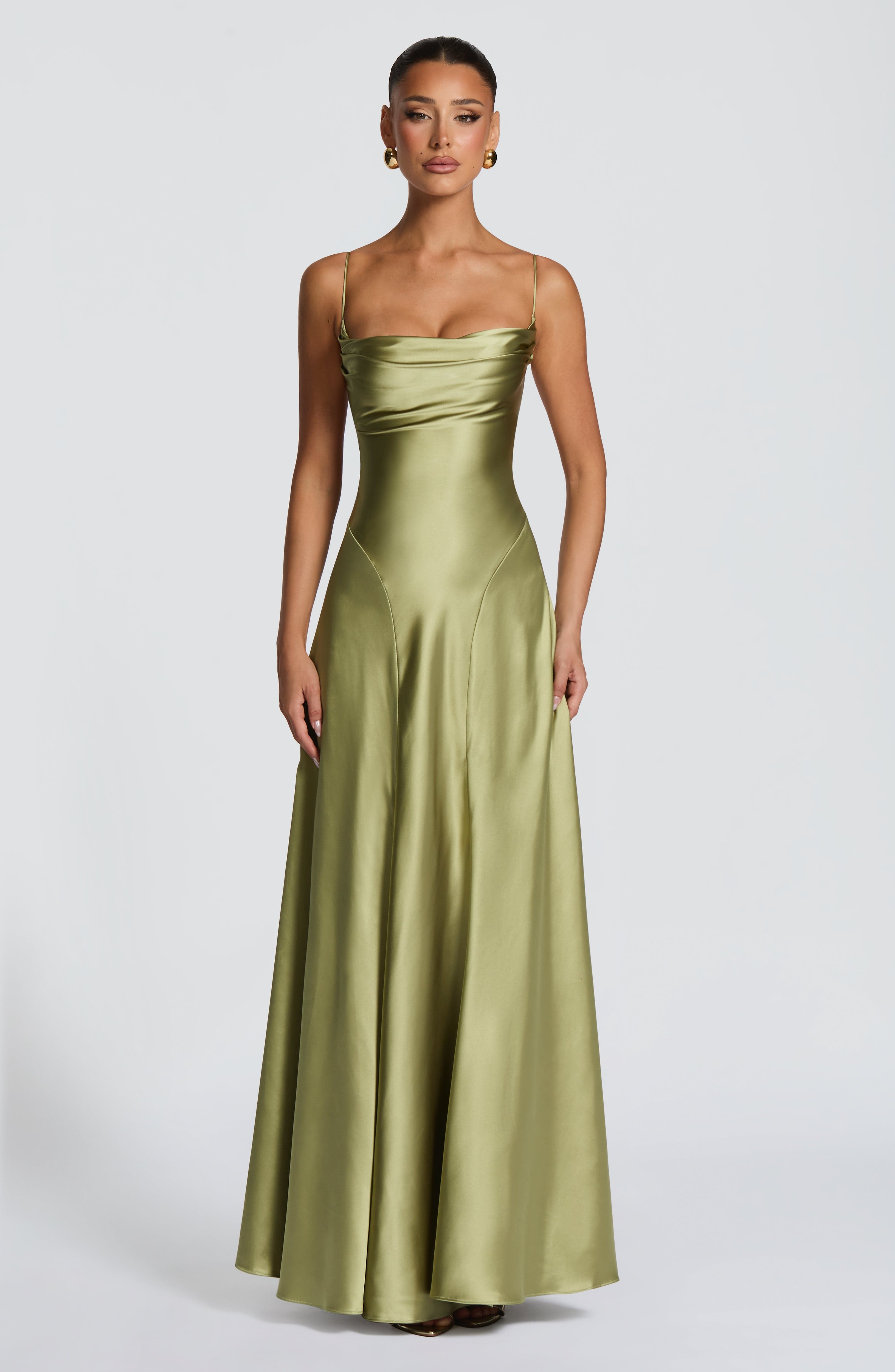 Fioreclo Adeline Maxi Dress in Light Olive