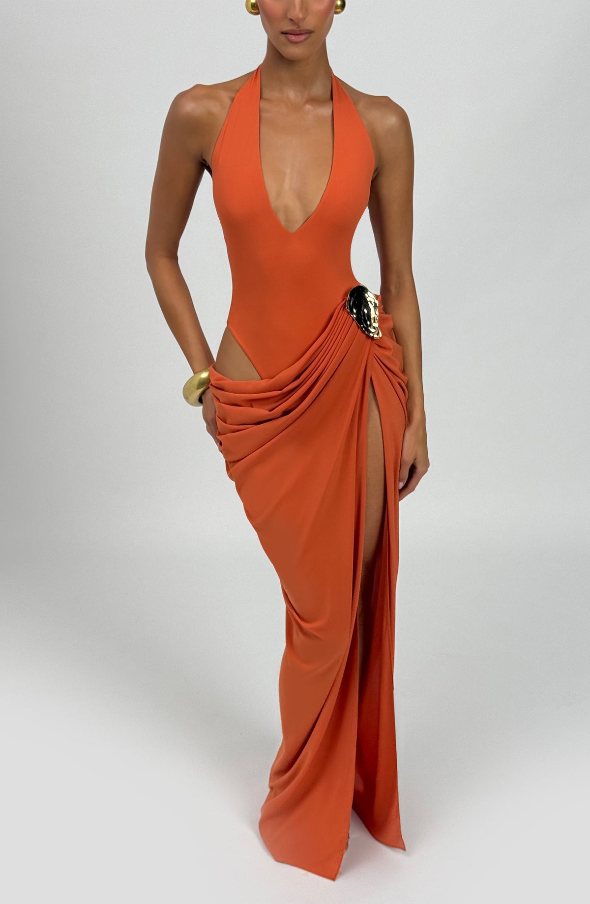 Fioreclo Adelyn Maxi Dress in Burnt Orange