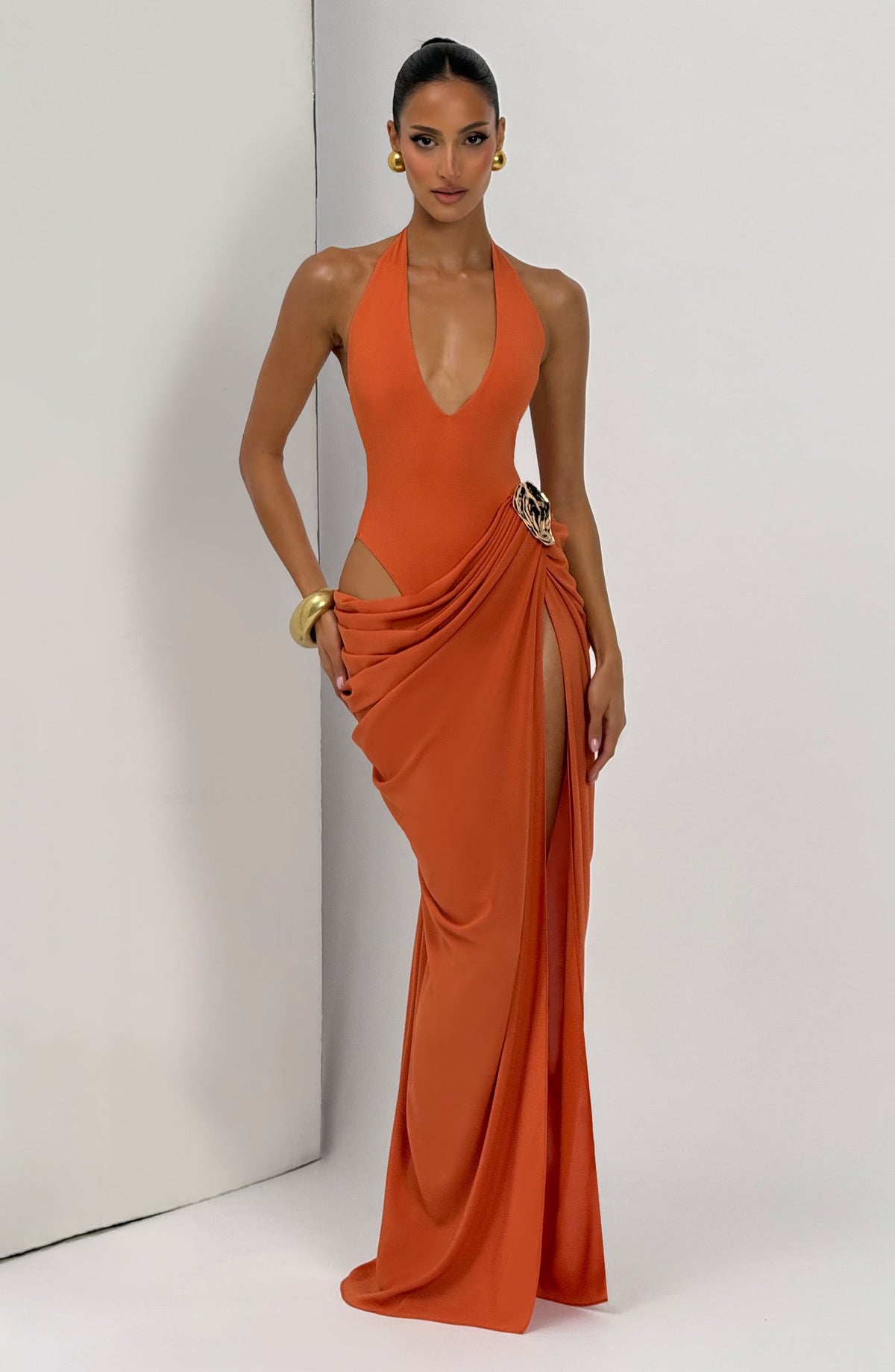 Fioreclo Adelyn Maxi Dress in Burnt Orange