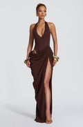 Fioreclo Adelyn Maxi Dress in Plum Brown