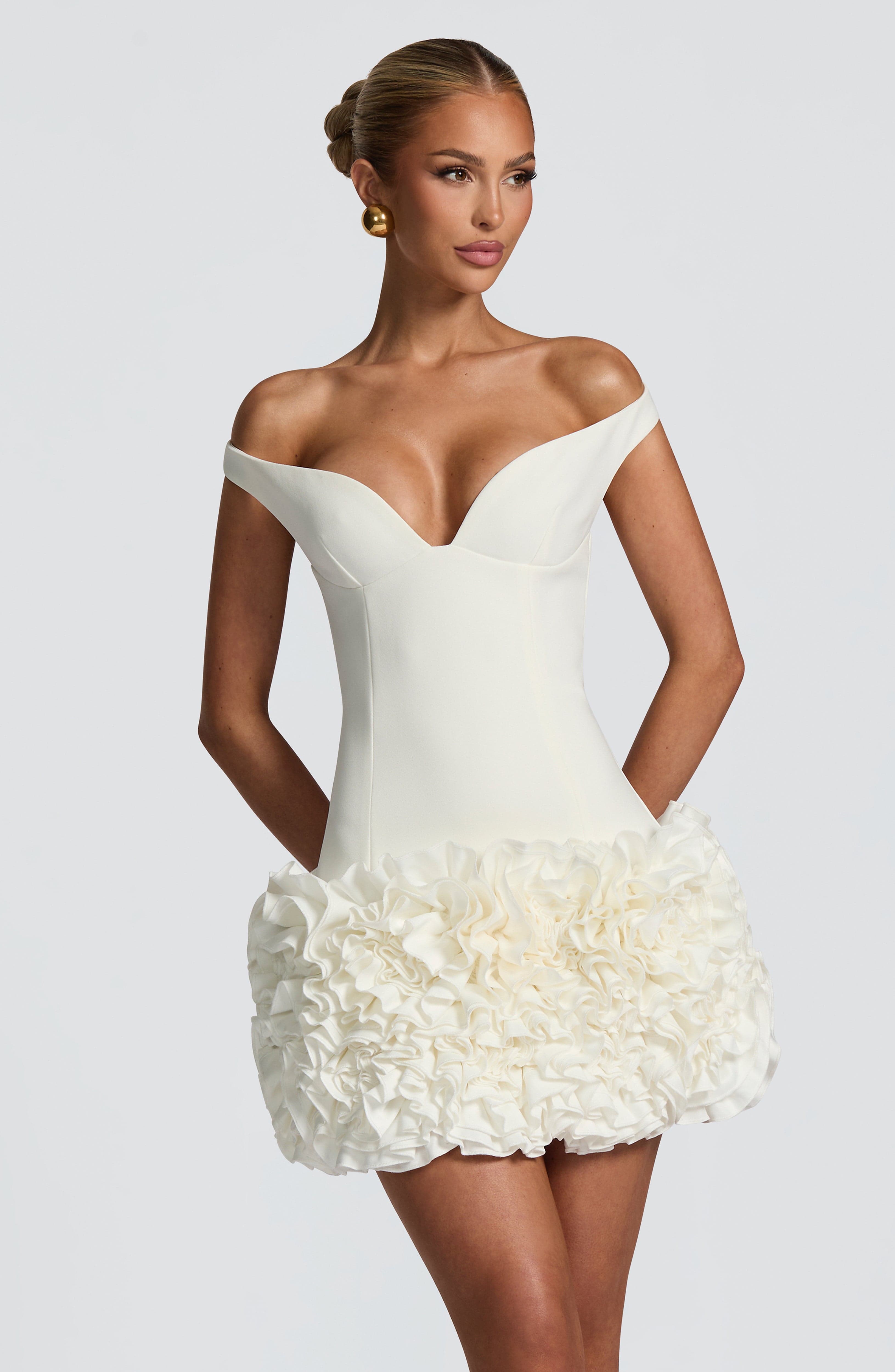 Fioreclo Adette Mini Dress in Ivory