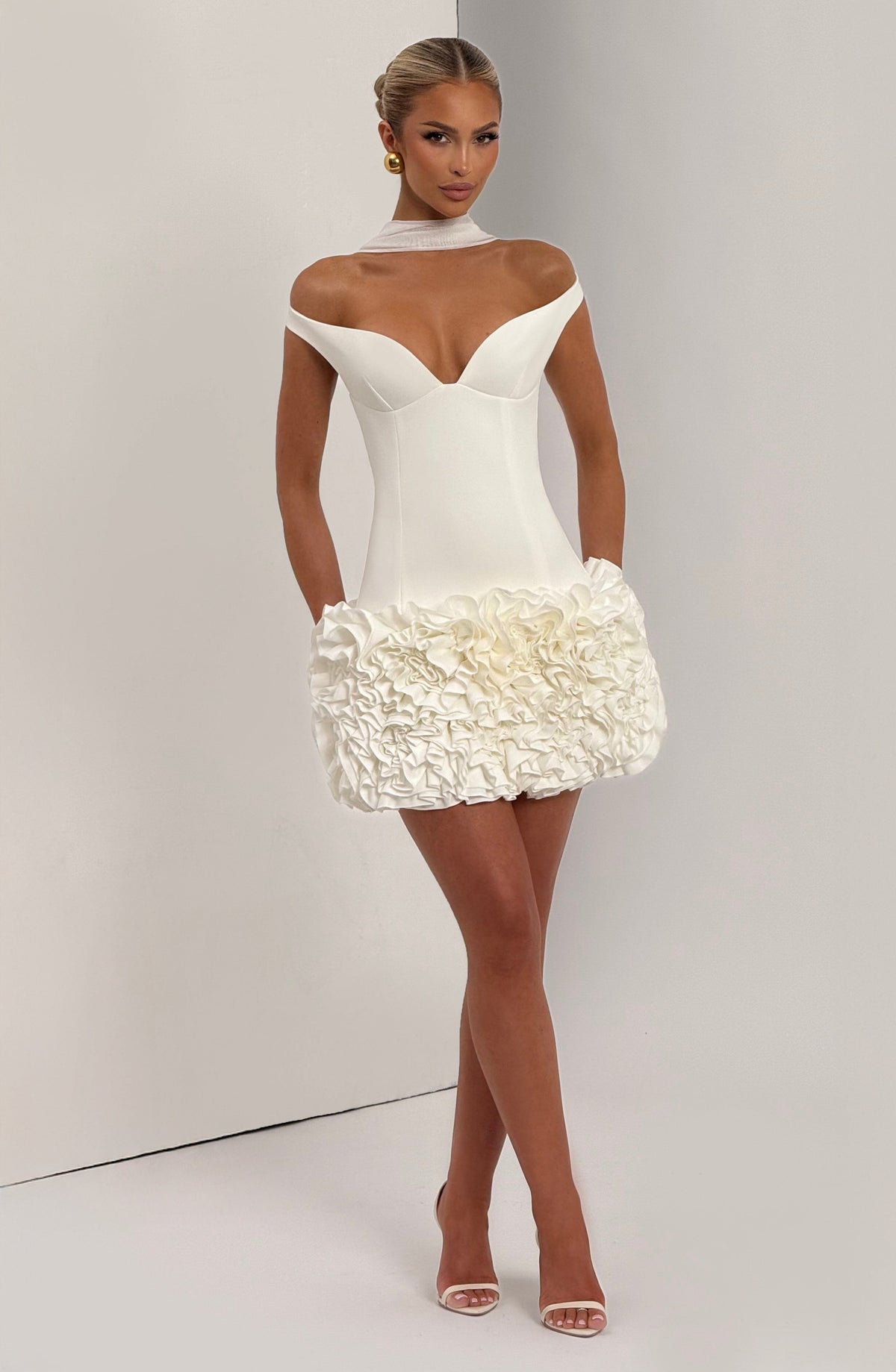 Fioreclo Adette Mini Dress in Ivory