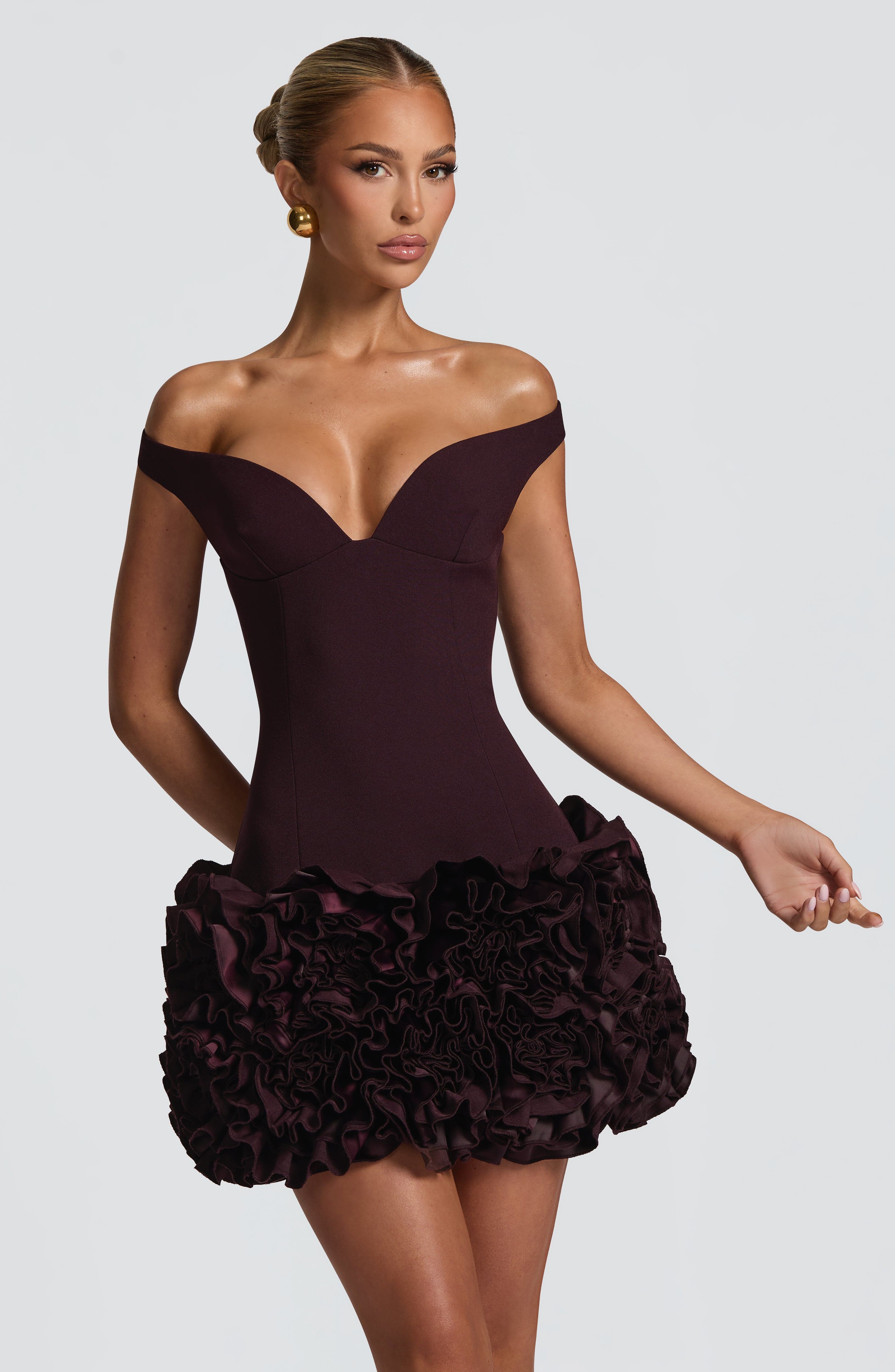 Fioreclo Adette Mini Dress in Plum