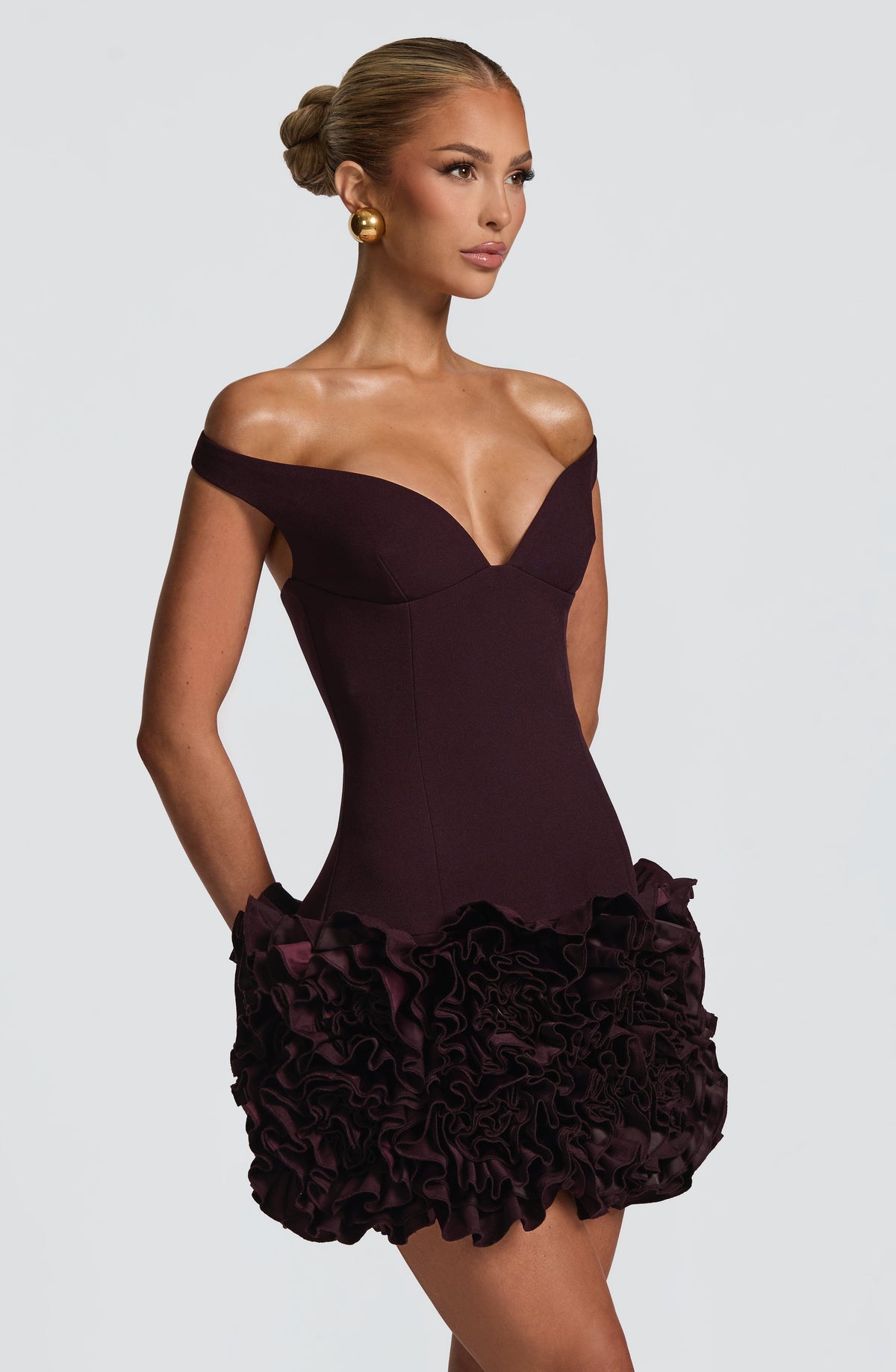 Fioreclo Adette Mini Dress in Plum
