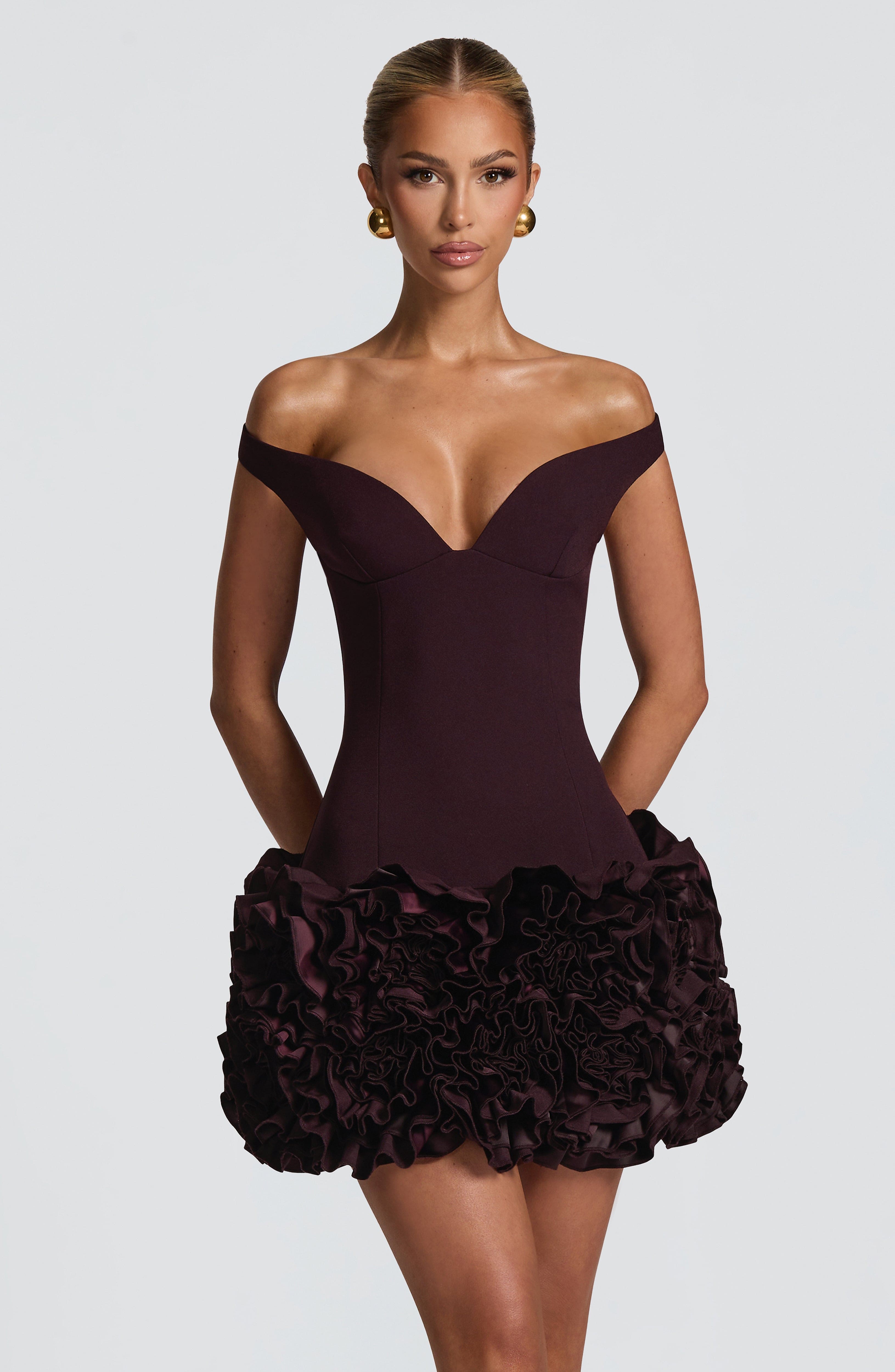 Fioreclo Adette Mini Dress in Plum