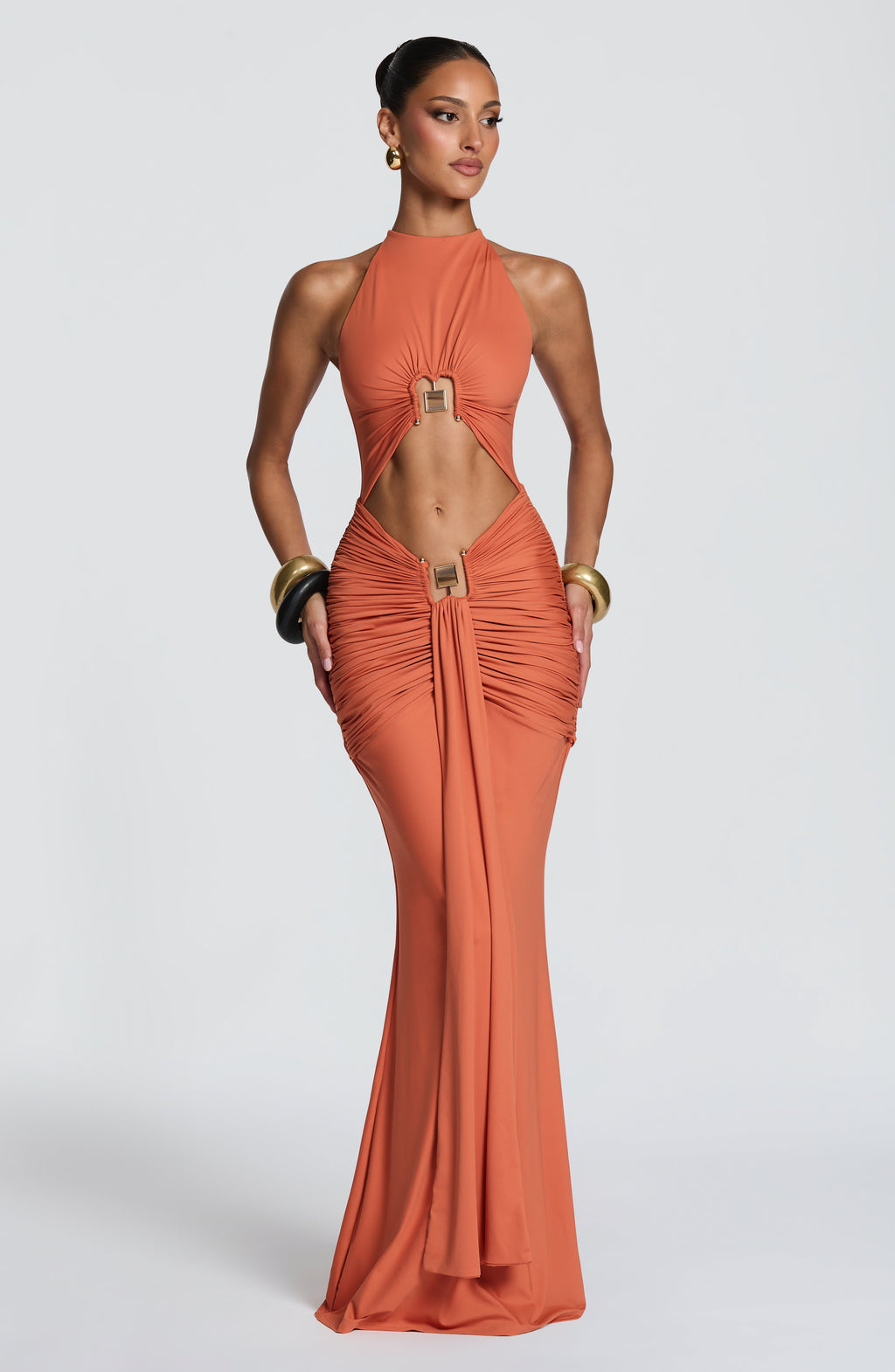 Fioreclo Aeshana Maxi Dress in Burnt Orange