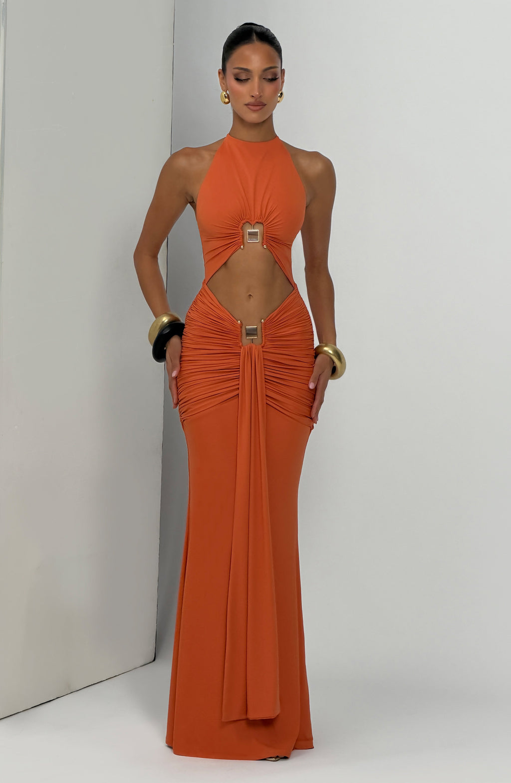 Fioreclo Aeshana Maxi Dress in Burnt Orange