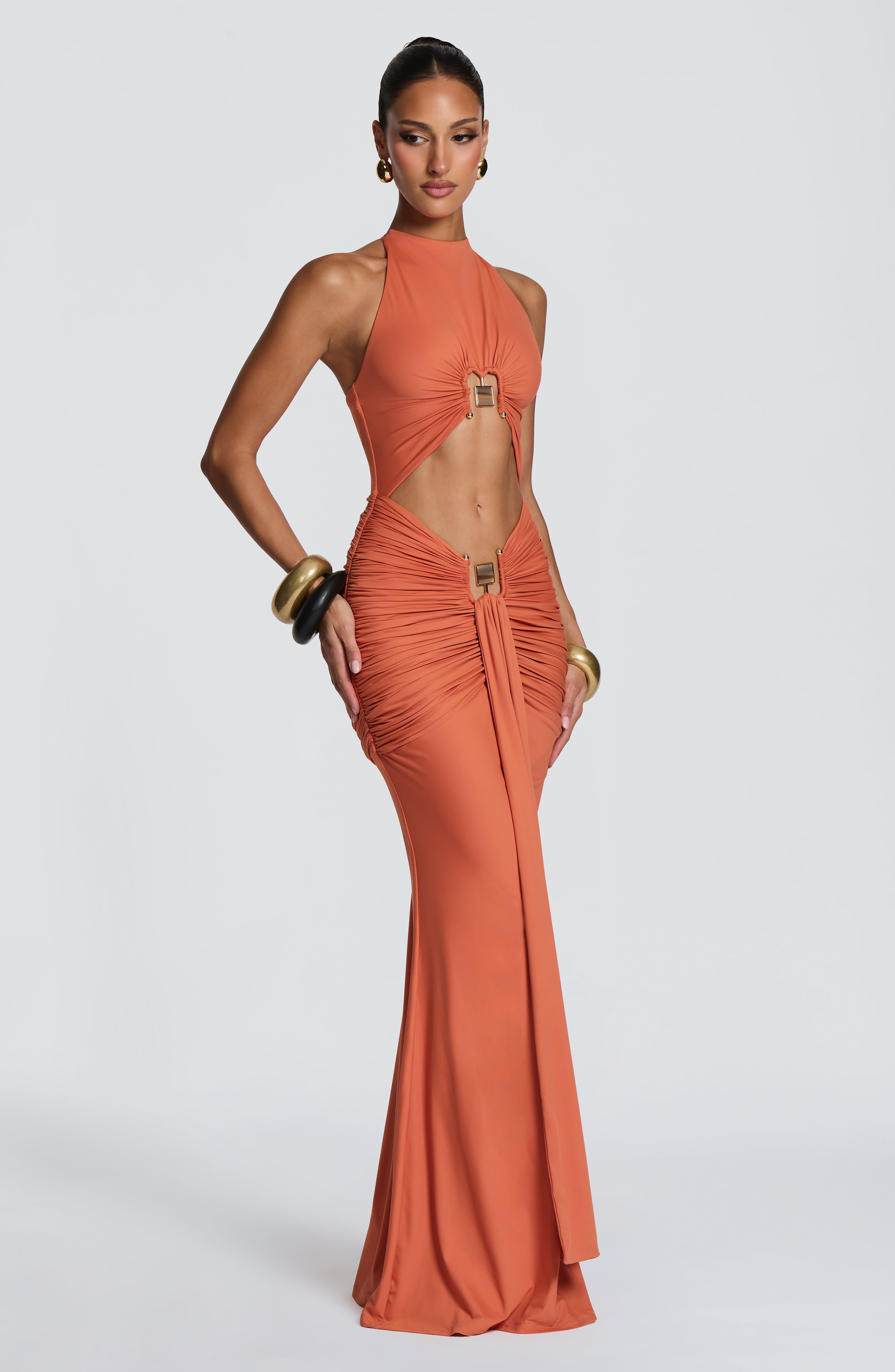 Fioreclo Aeshana Maxi Dress in Burnt Orange