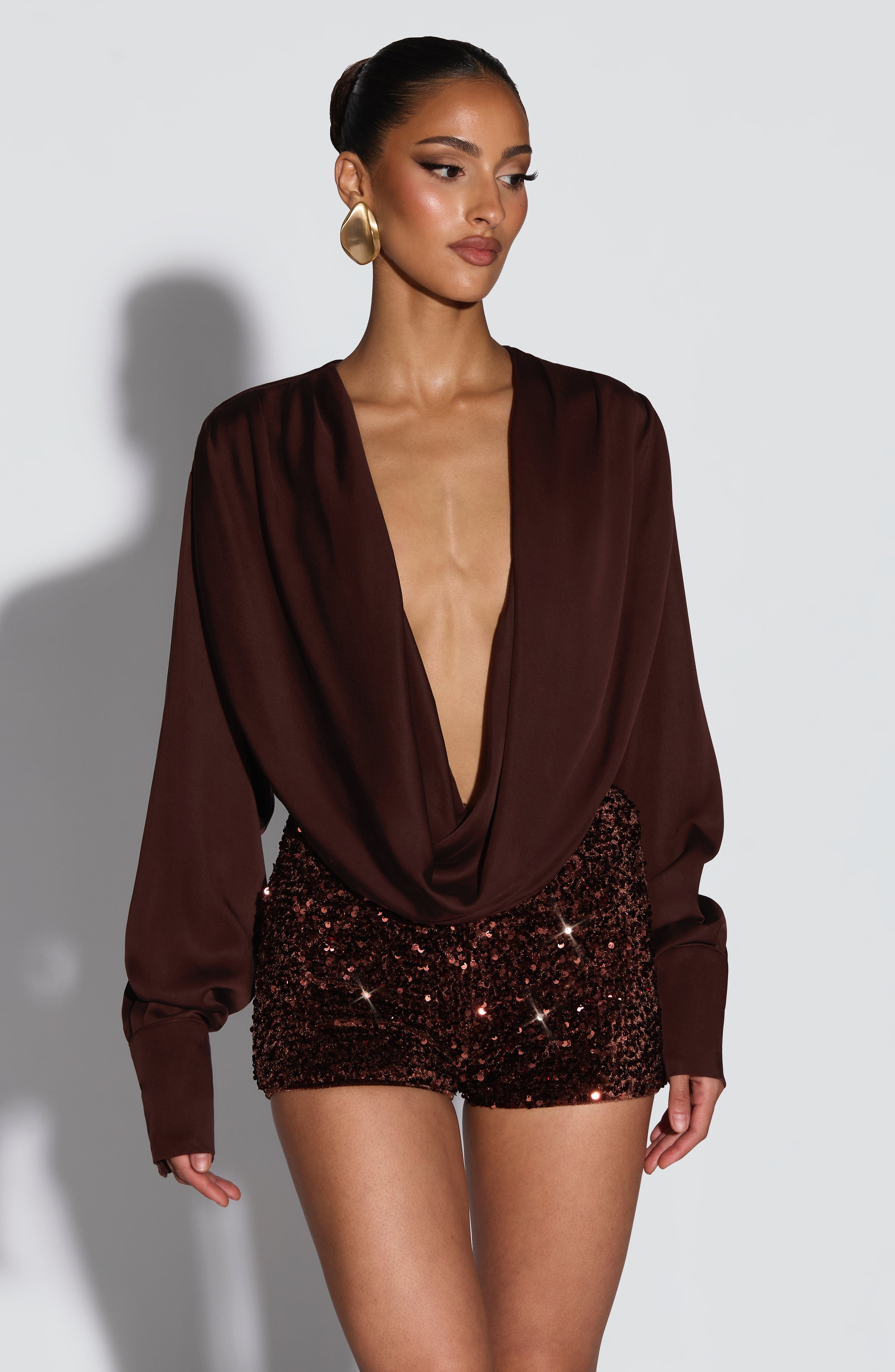 Fioreclo Amani Shorts in Plum Brown
