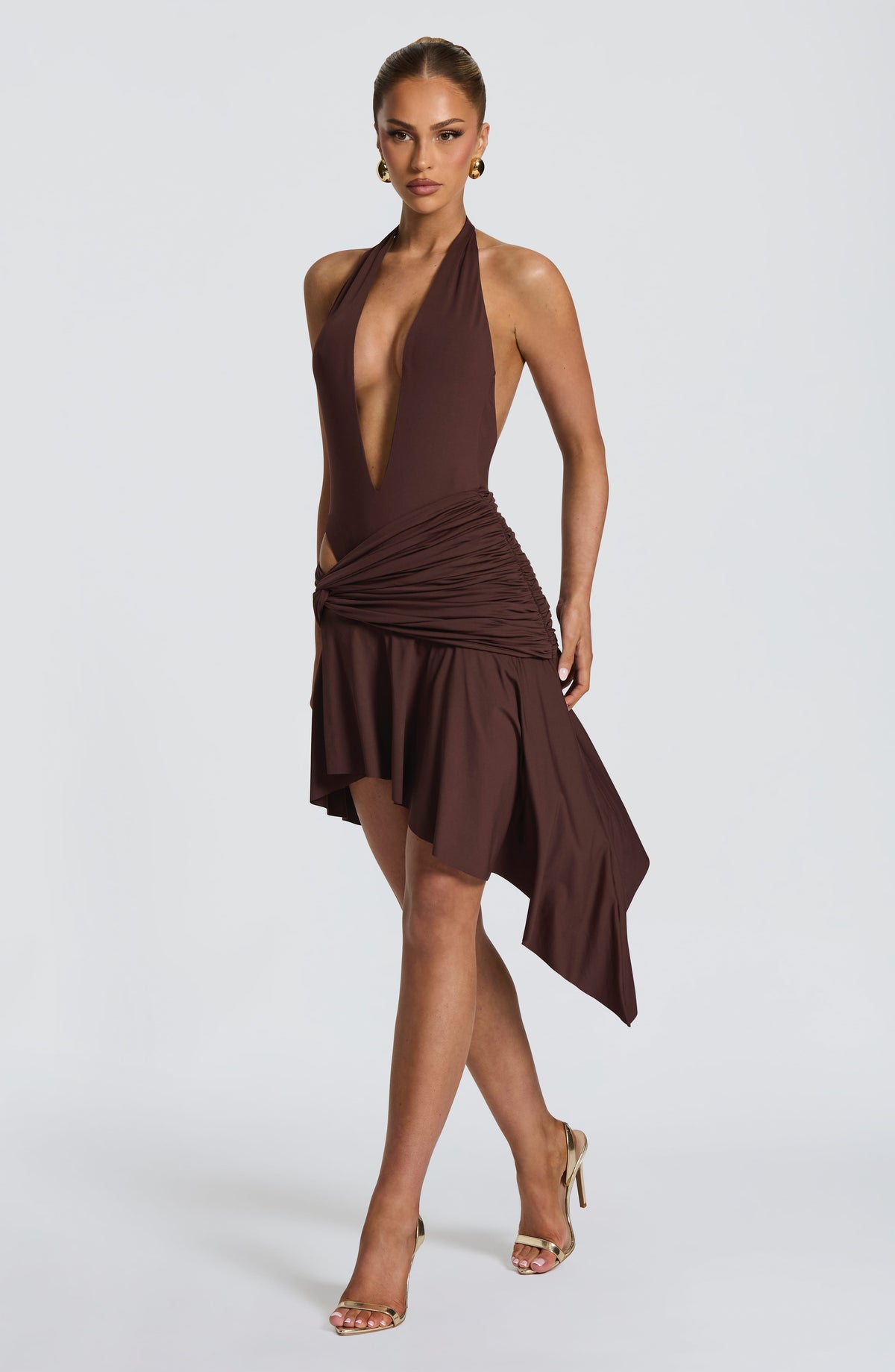 Fioreclo Amaro Mini Skirt in Plum Brown