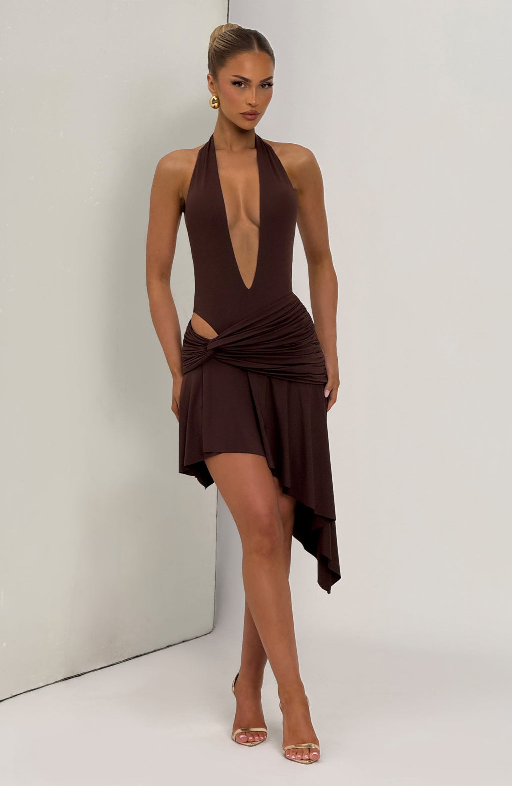 Fioreclo Amaro Mini Skirt in Plum Brown