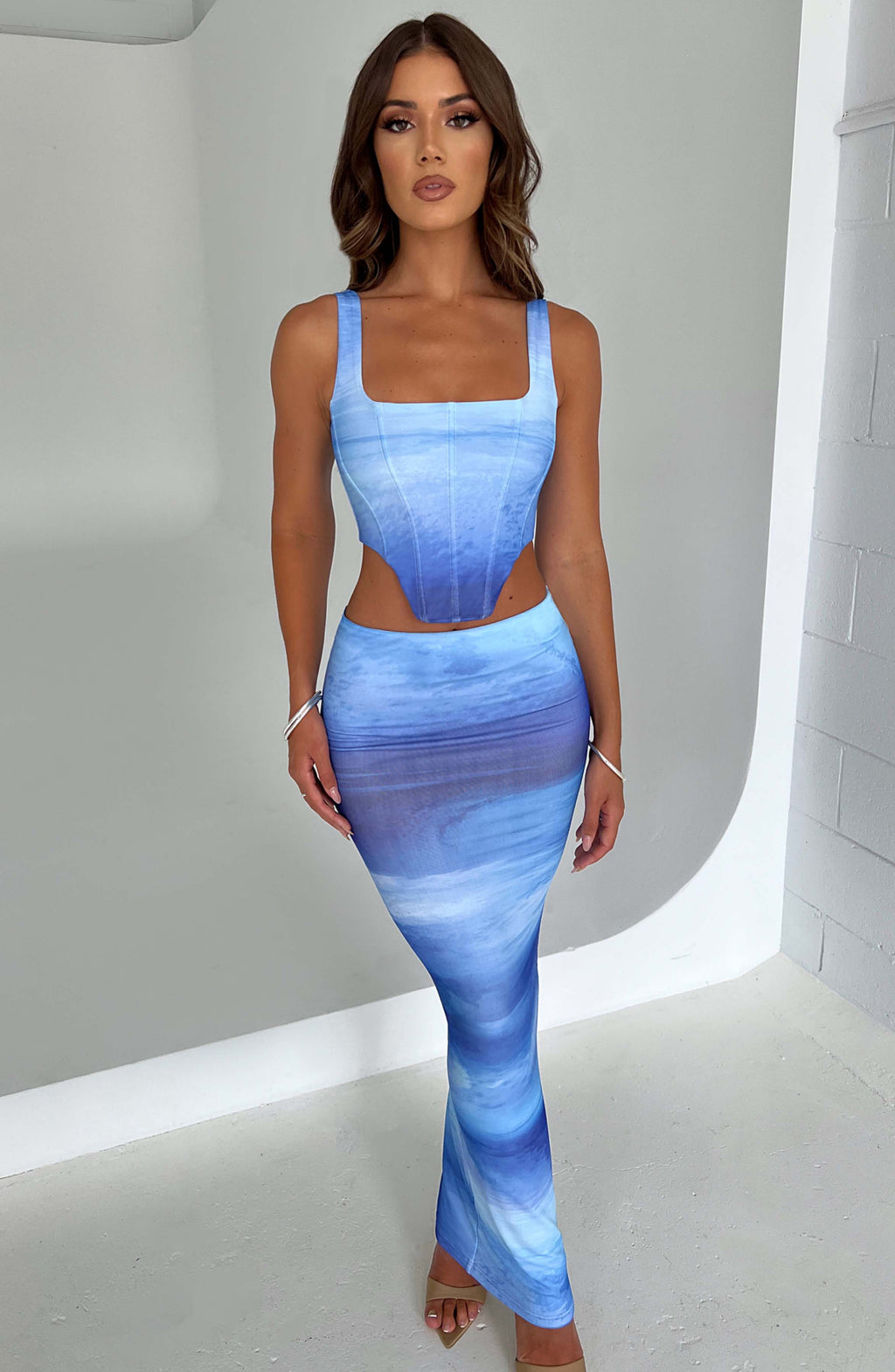 Fioreclo Ambra Corset in Blue Haze Print