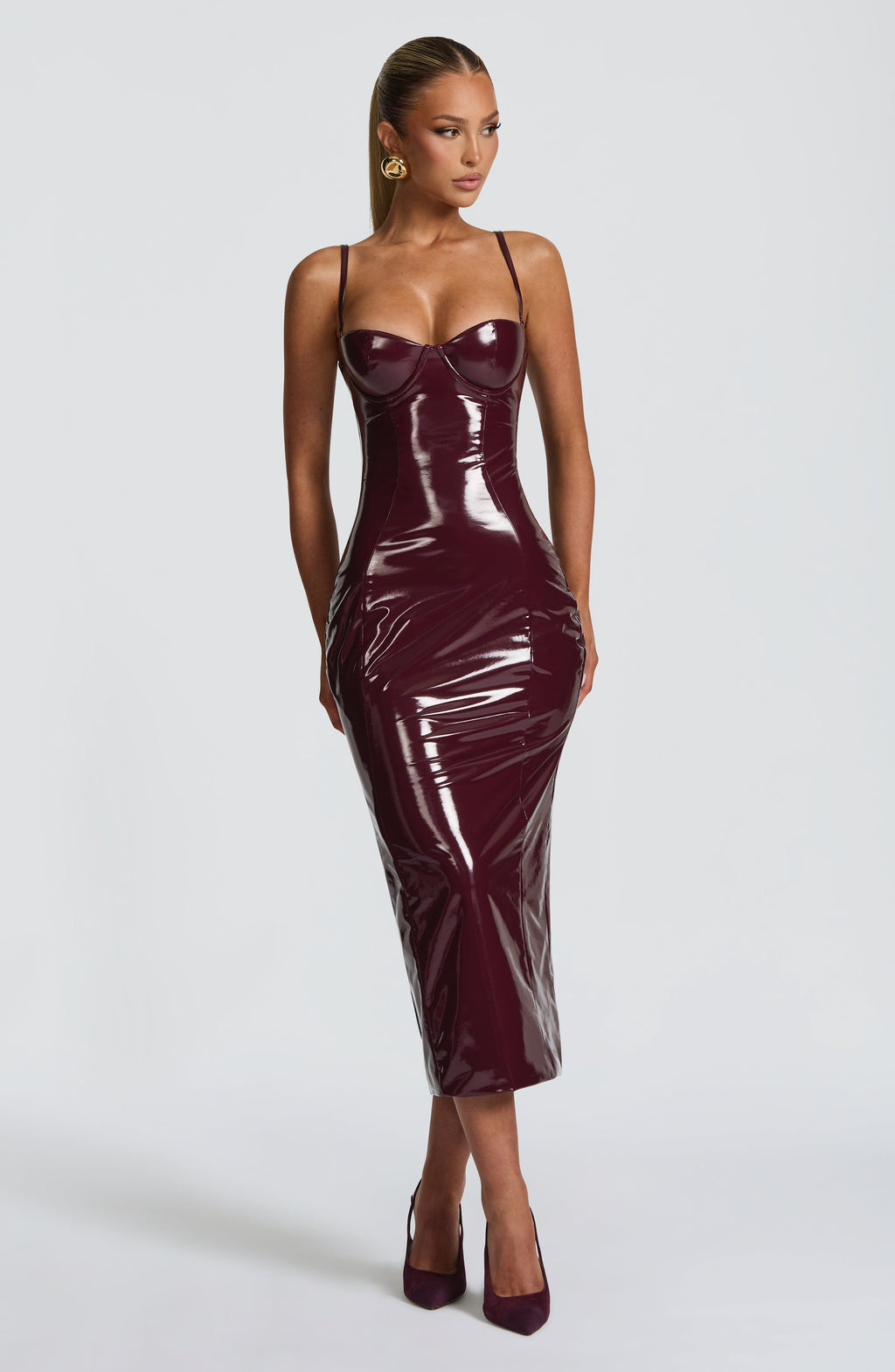 Fioreclo Amelie Midi Dress in Cherry Lacquer