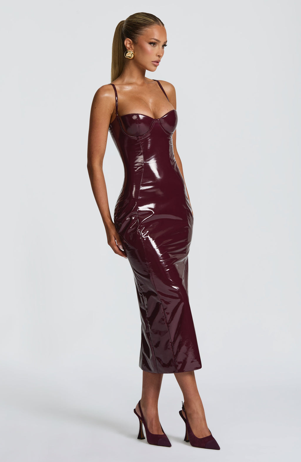 Fioreclo Amelie Midi Dress in Cherry Lacquer
