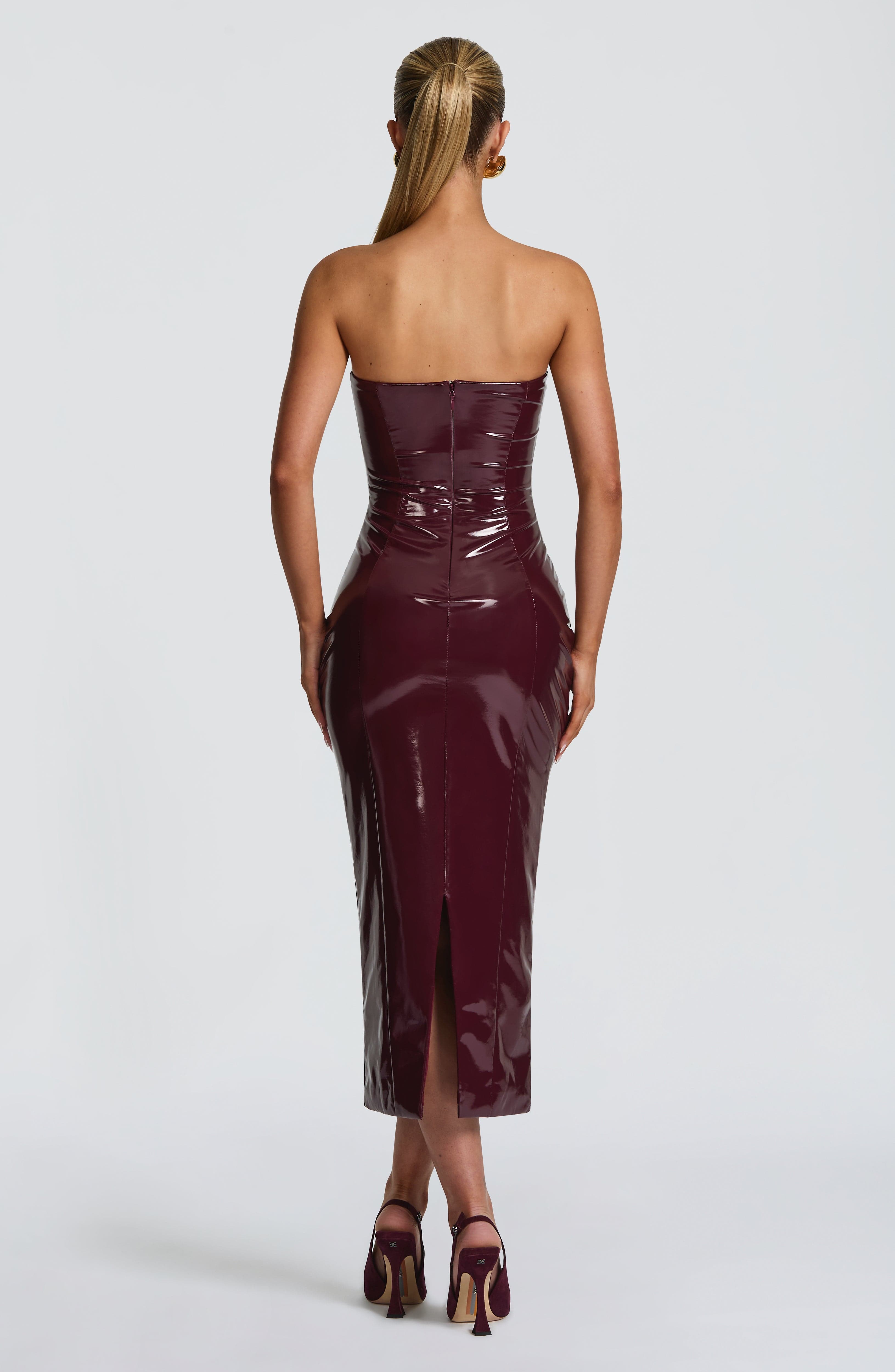 Fioreclo Amelie Midi Dress in Cherry Lacquer