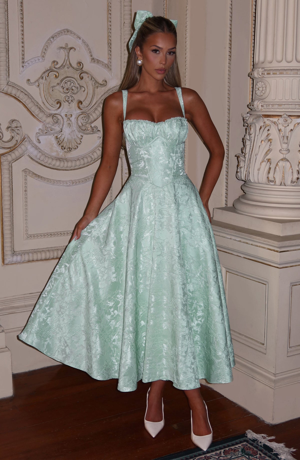 Fioreclo Amorae Midi Dress in Mint