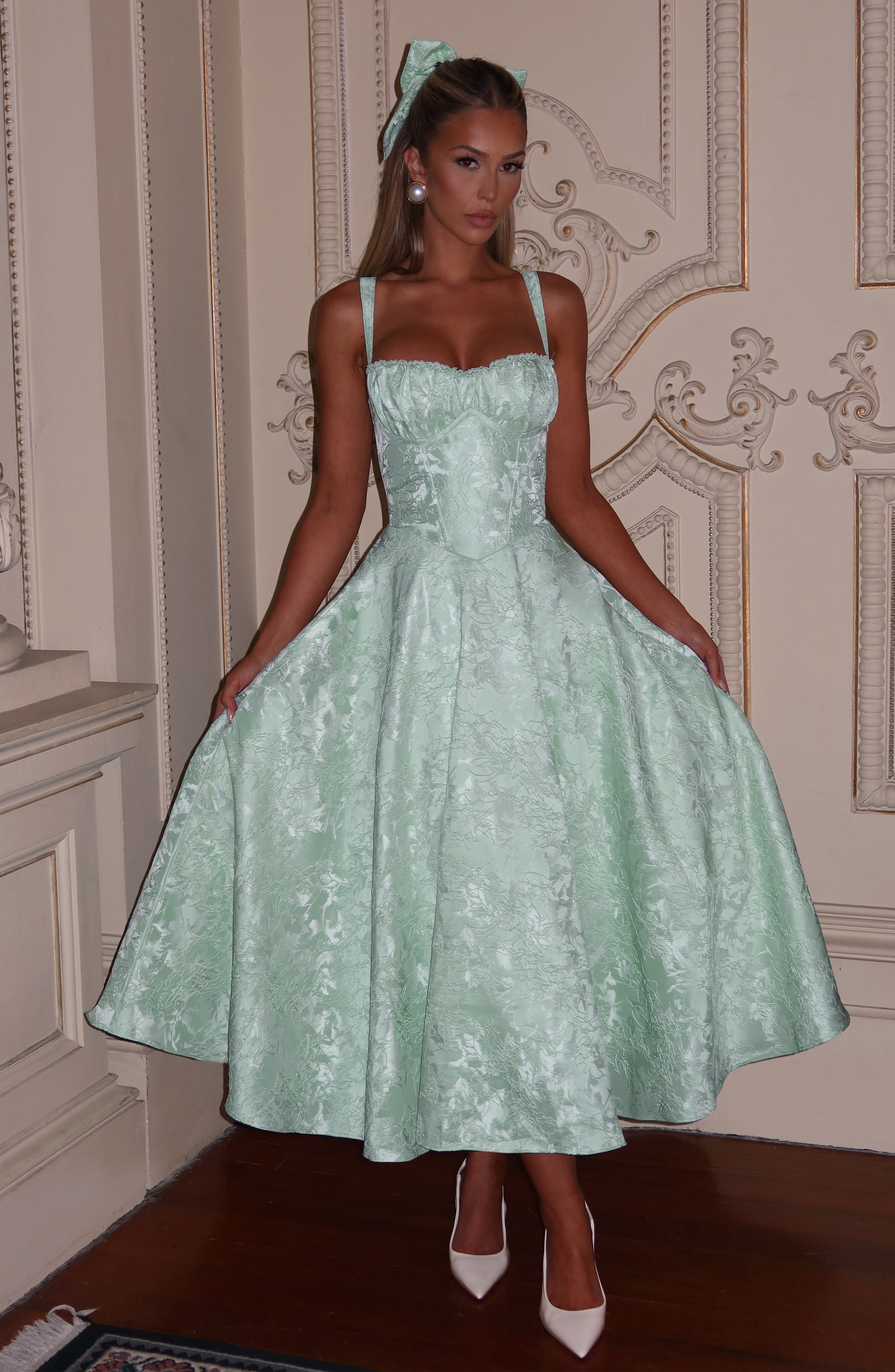 Fioreclo Amorae Midi Dress in Mint