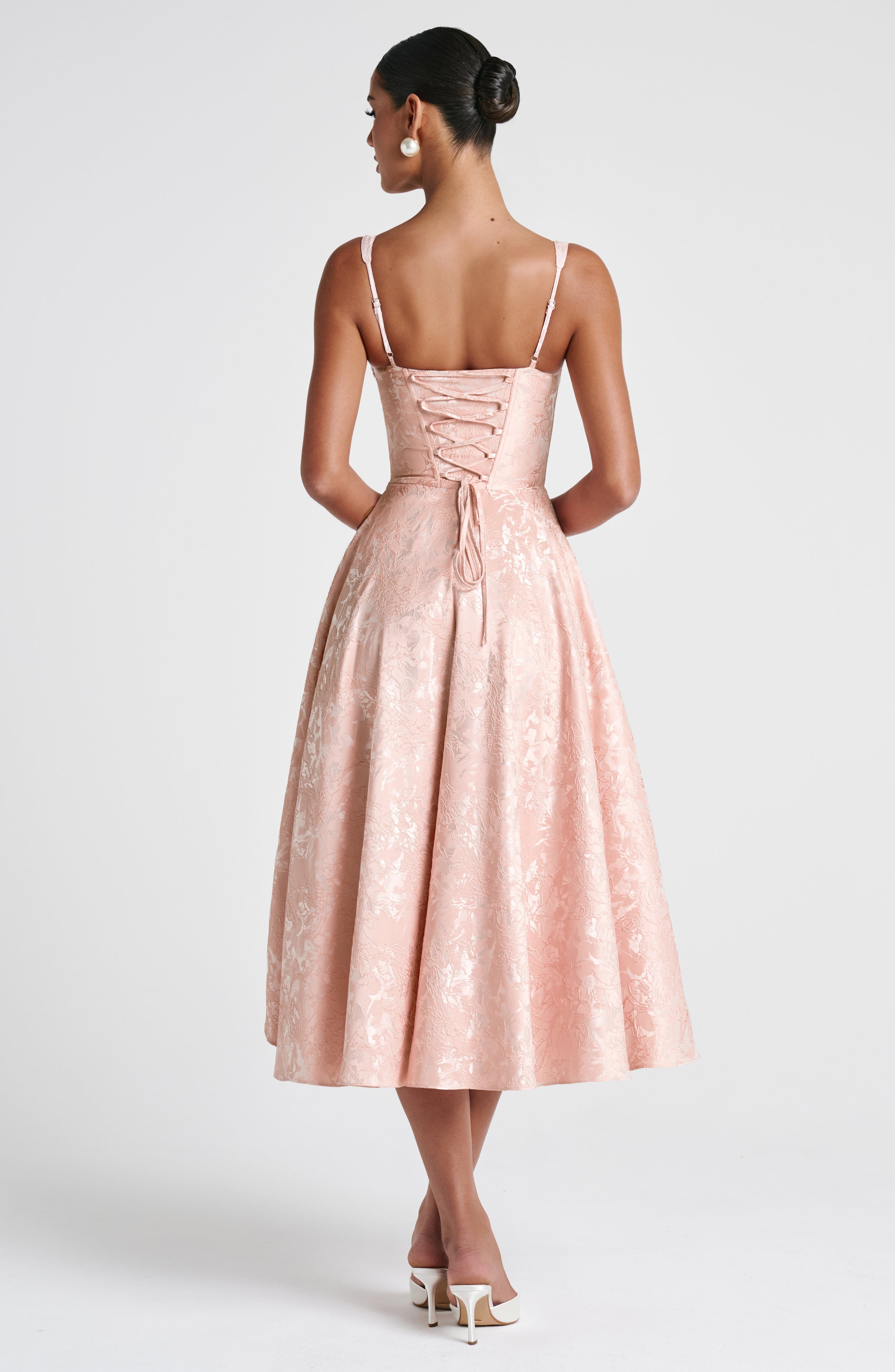 Fioreclo Amorae Midi Dress in Soft Peach