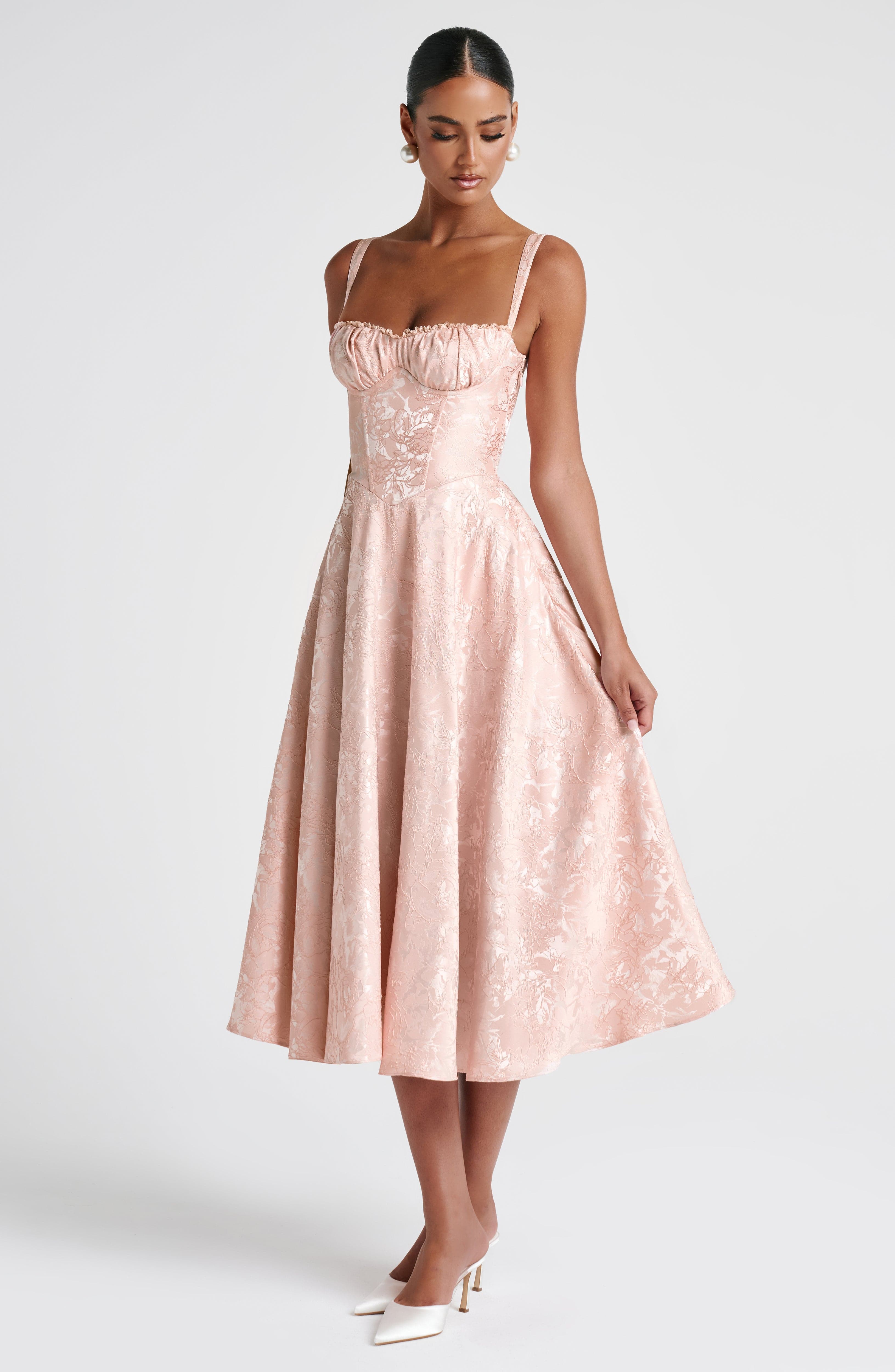 Fioreclo Amorae Midi Dress in Soft Peach