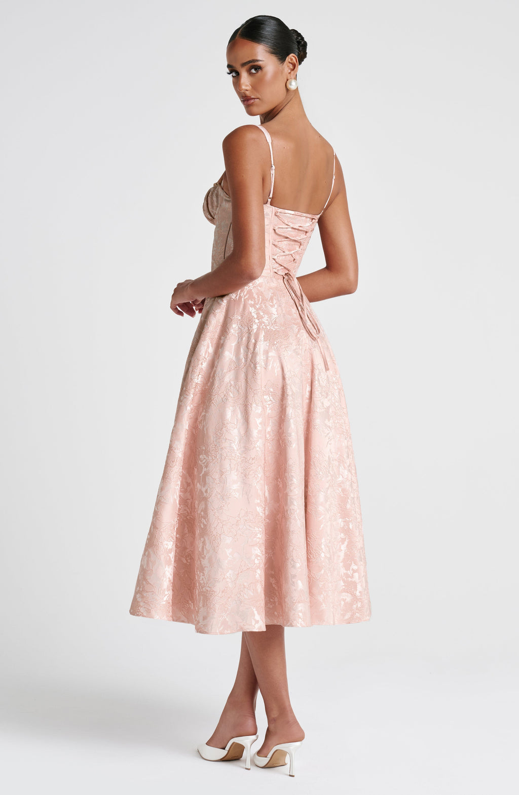 Fioreclo Amorae Midi Dress in Soft Peach