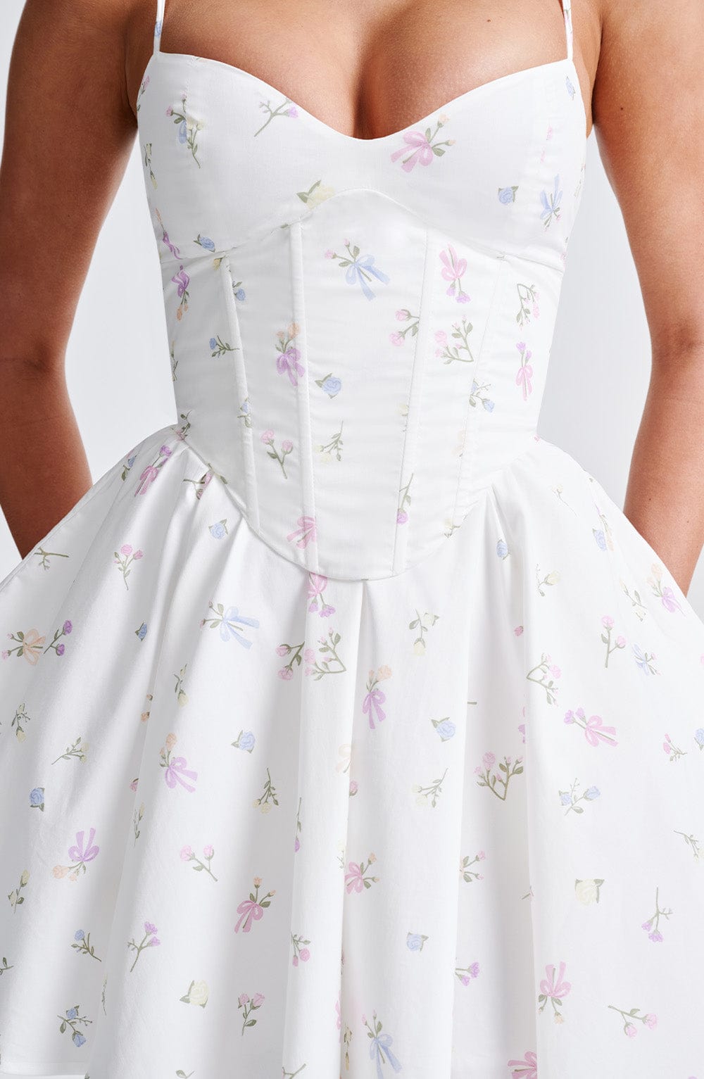 Fioreclo Analise Mini Dress in White Multi Floral Print