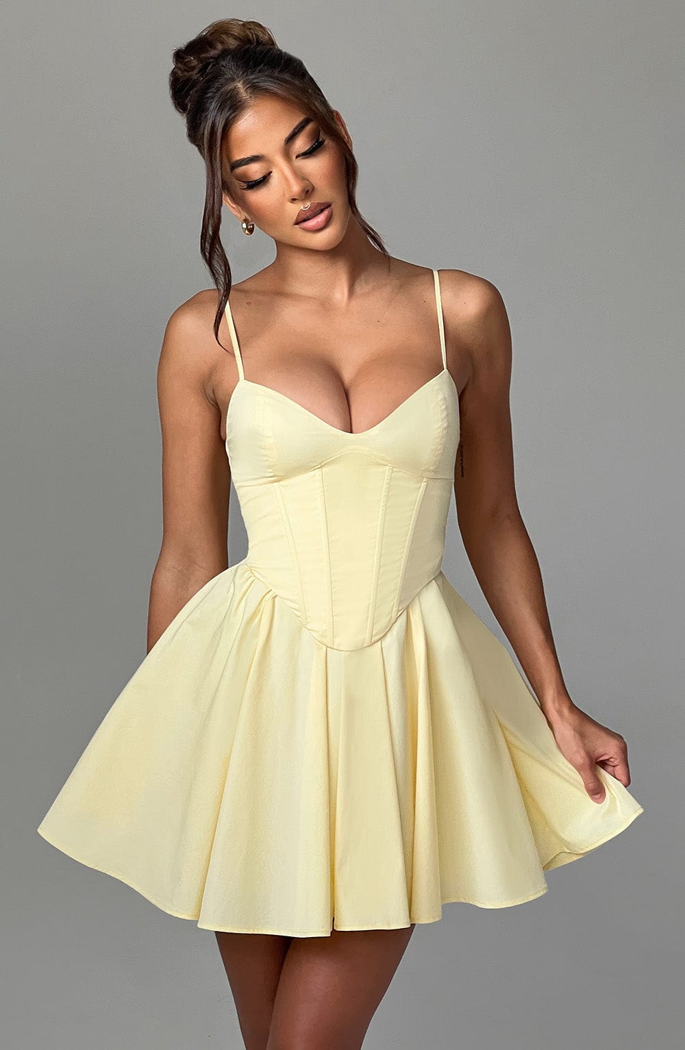 Fioreclo Analise Mini Dress in Lemon