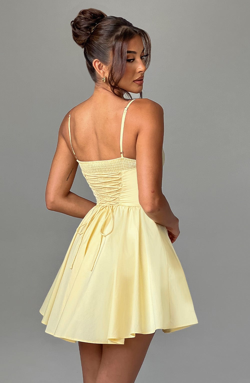 Fioreclo Analise Mini Dress in Lemon