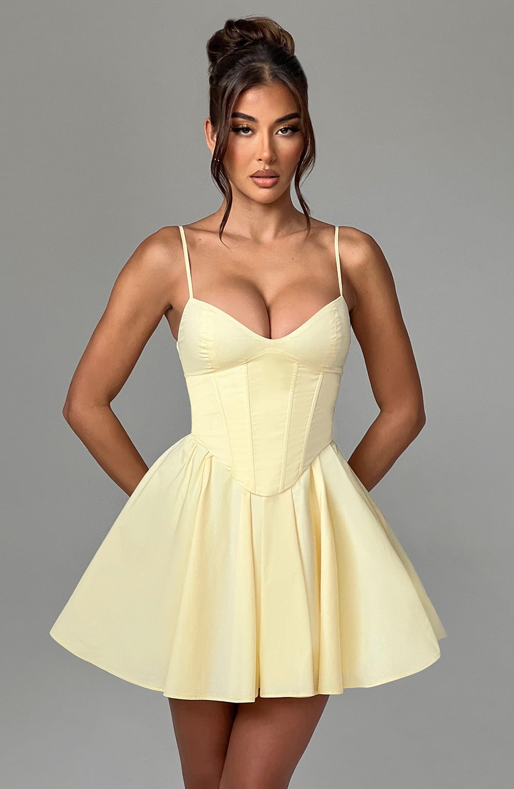Fioreclo Analise Mini Dress in Lemon